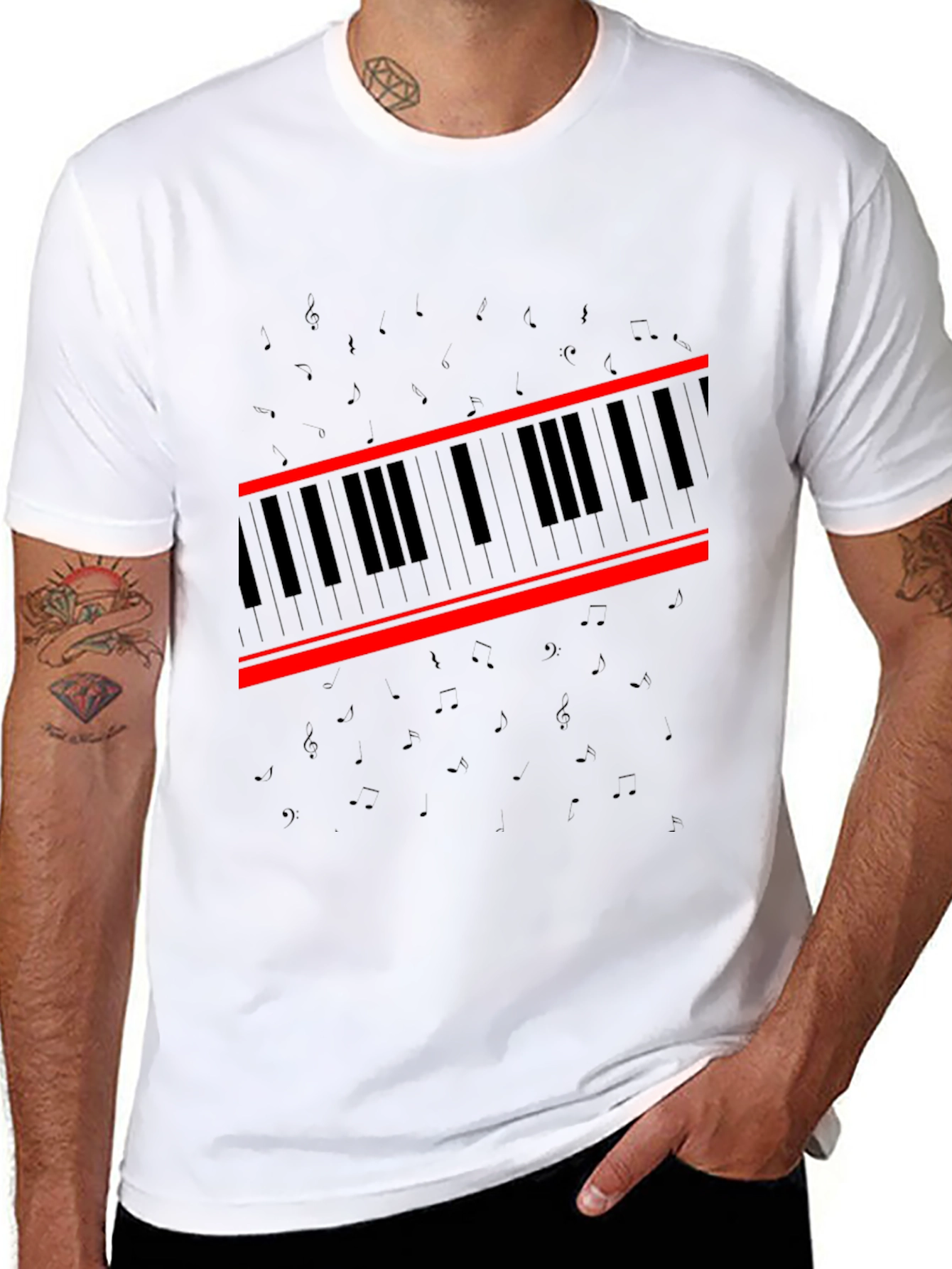 Piano Keys Graphic Tee - Music Lovers Black T-Shirt