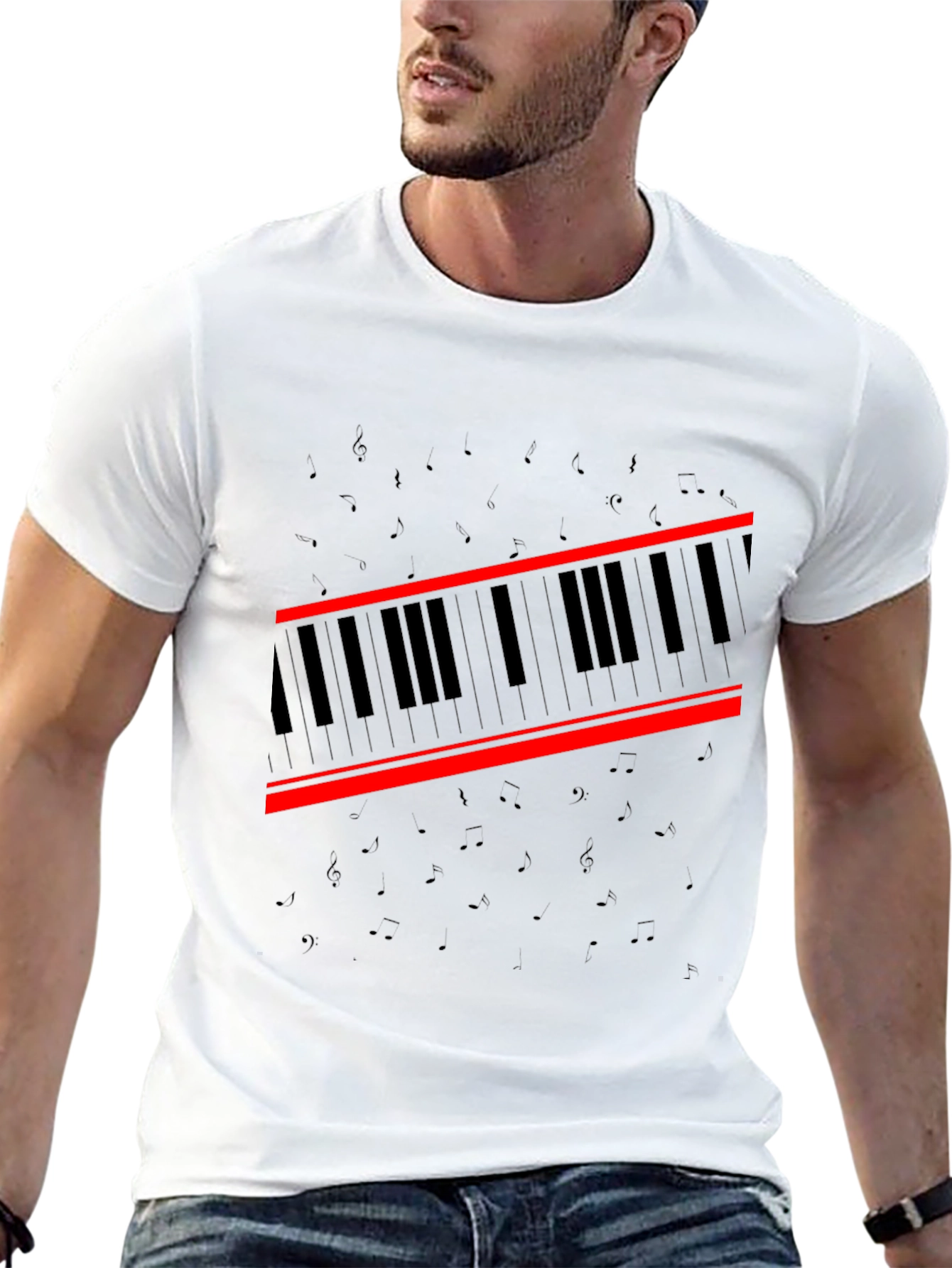 Piano Keys Graphic Tee - Music Lovers Black T-Shirt