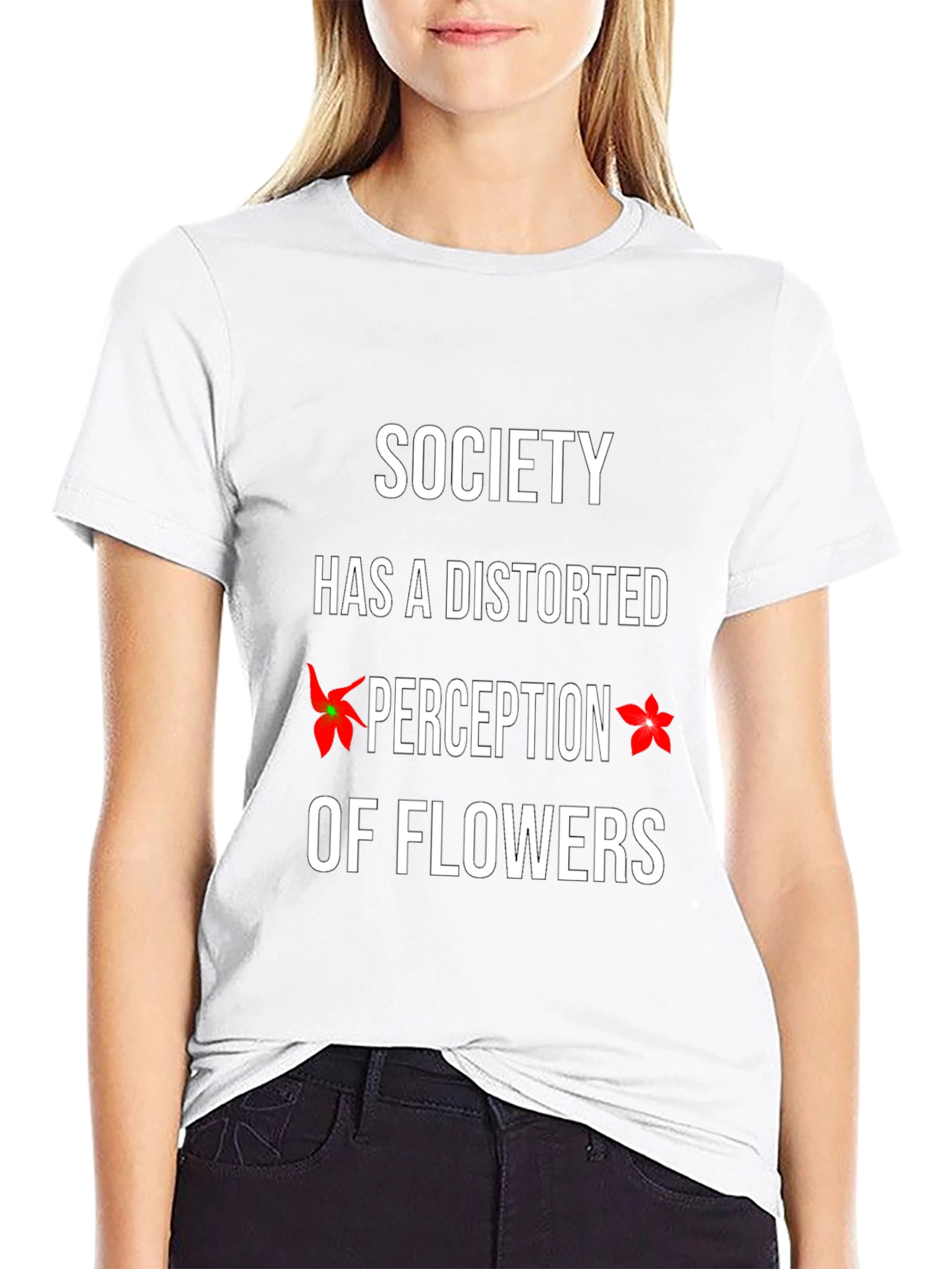 Society Distorted Flower Perception Black T-Shirt