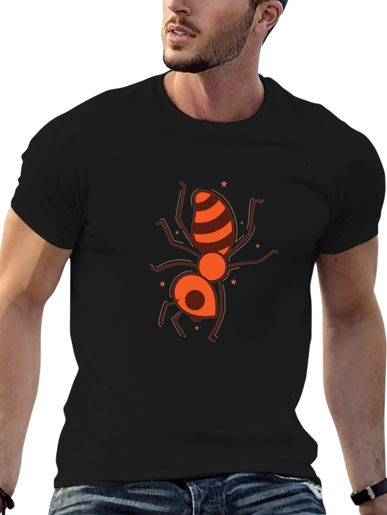 Ant Graphic Black T-Shirt - Unique Insect Design