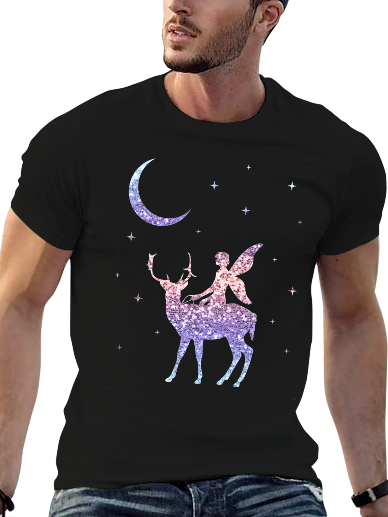 Fairy Riding Deer Graphic T-Shirt