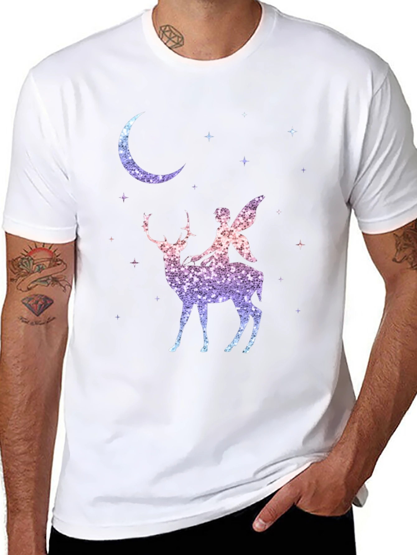 Fairy Riding Deer Graphic T-Shirt