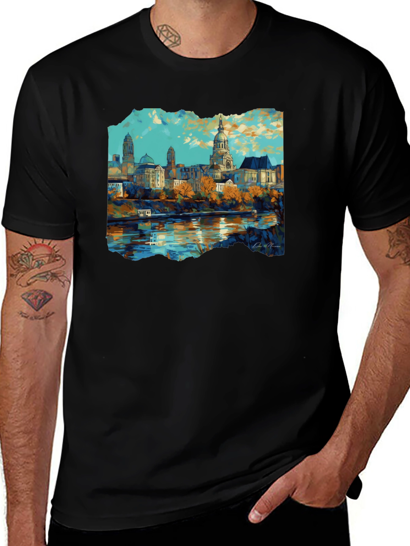 Cityscape Graphic Black T-Shirt