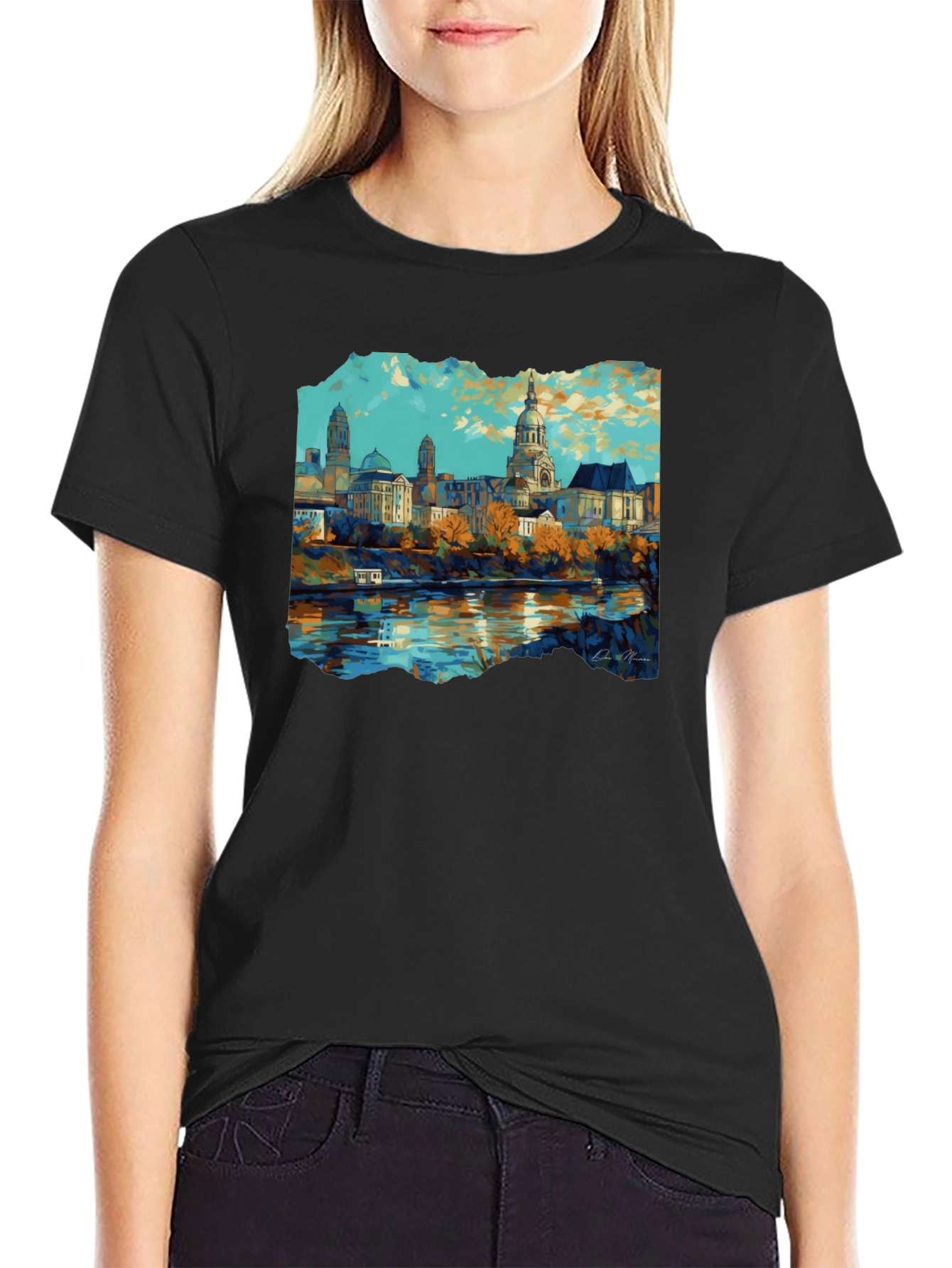 Cityscape Graphic Black T-Shirt