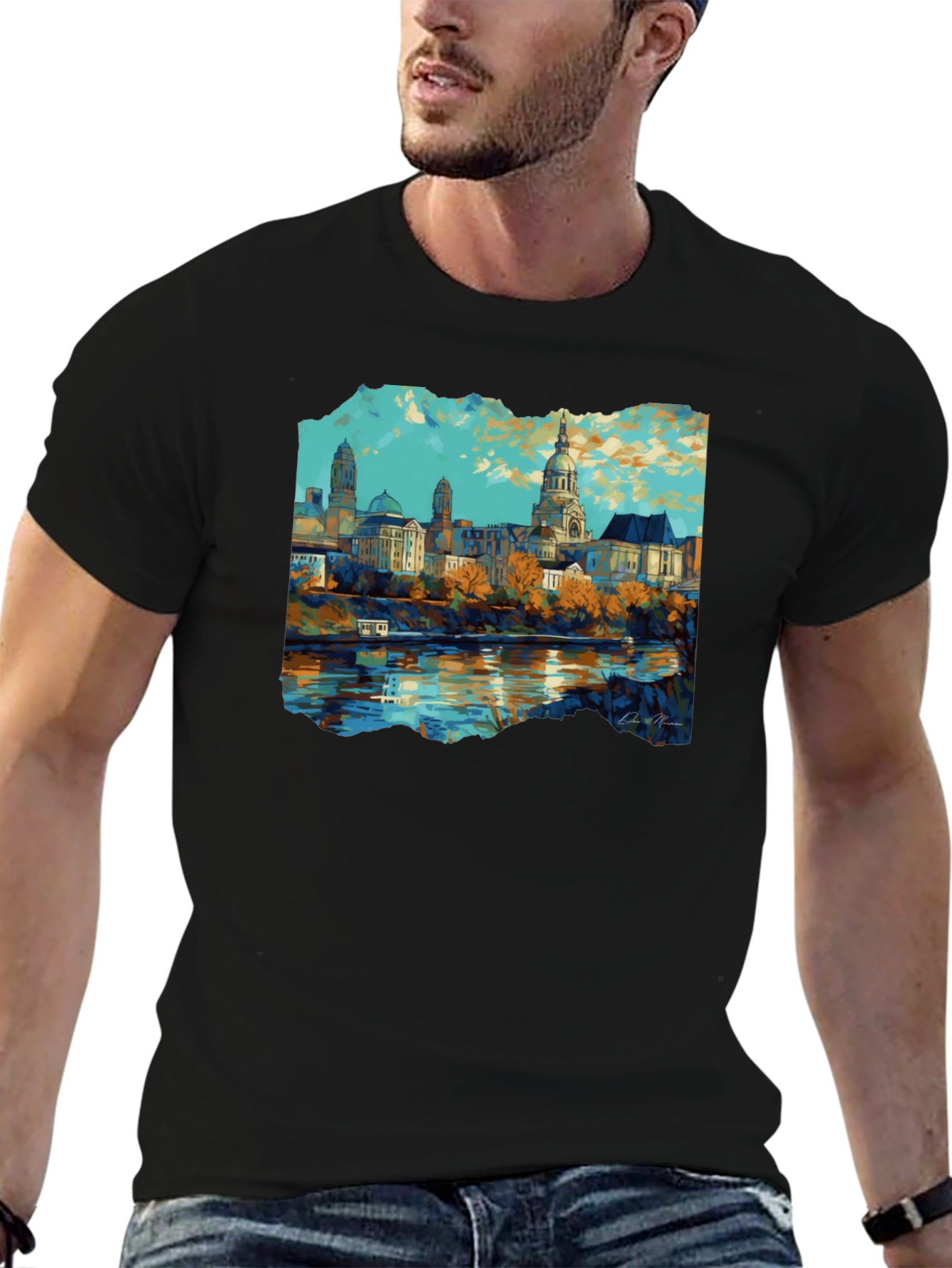 Cityscape Graphic Black T-Shirt