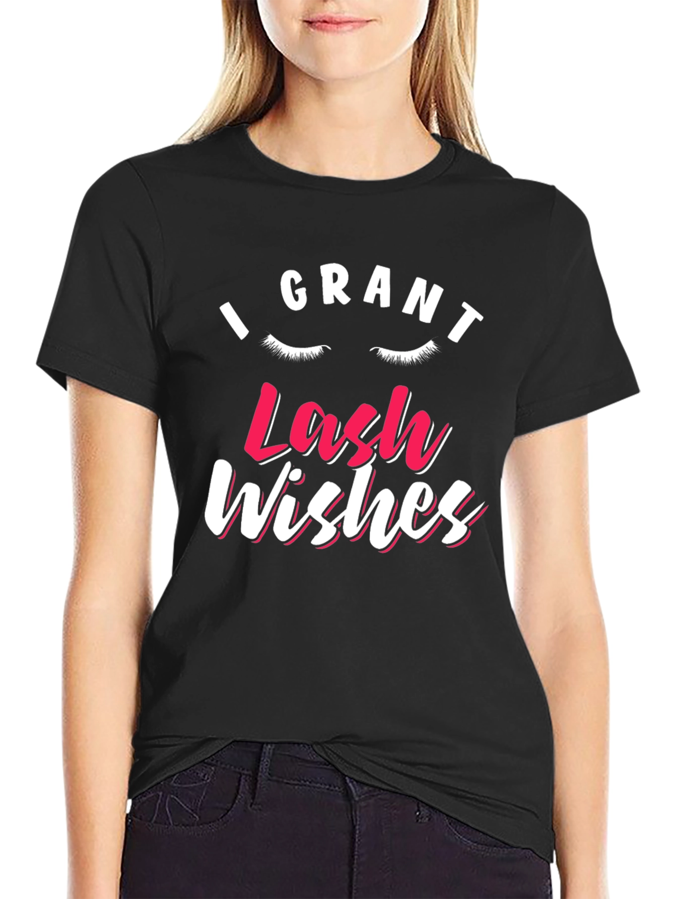 I Grant Lash Wishes Black Graphic T-Shirt