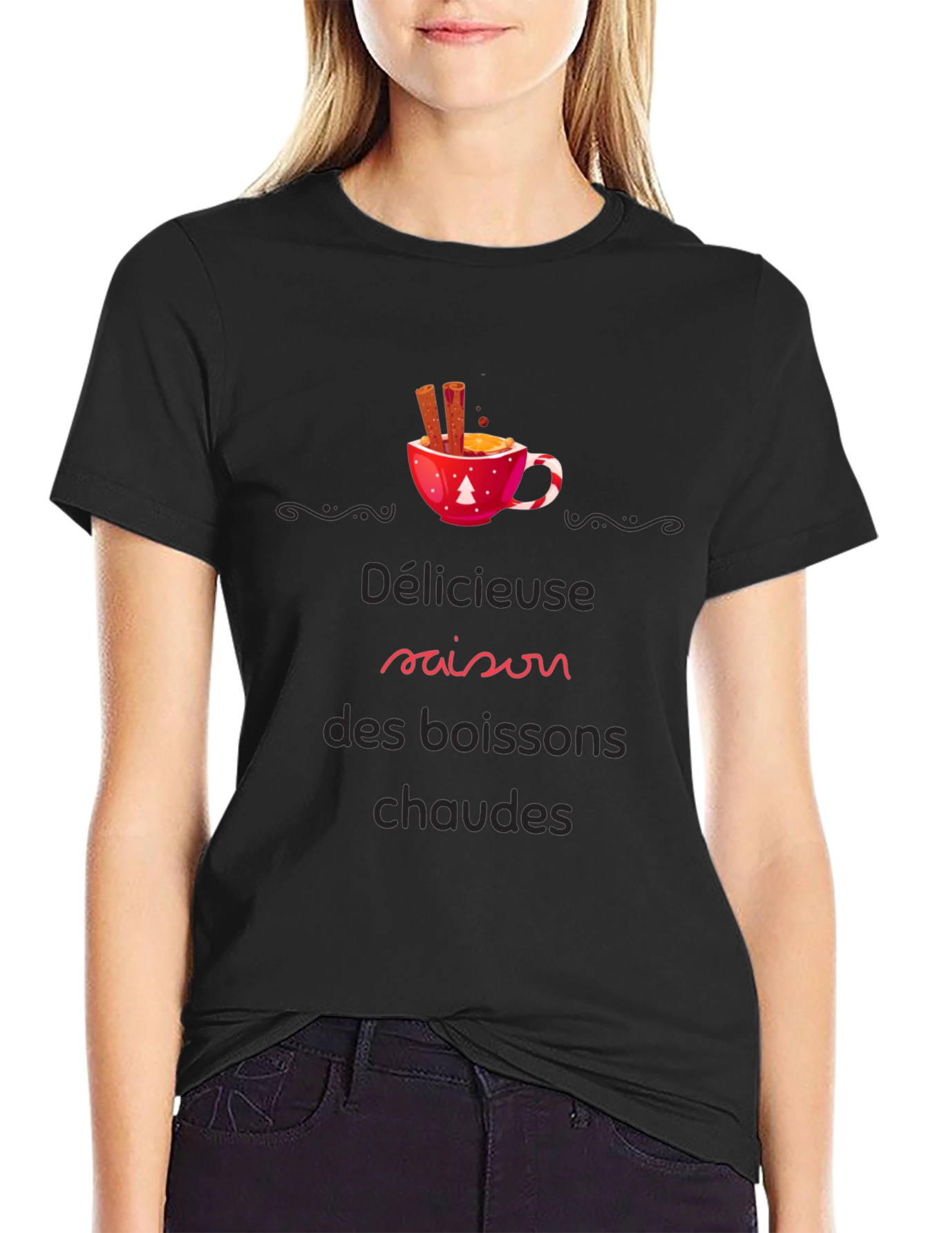 Festive Hot Drinks Season Black T-Shirt
