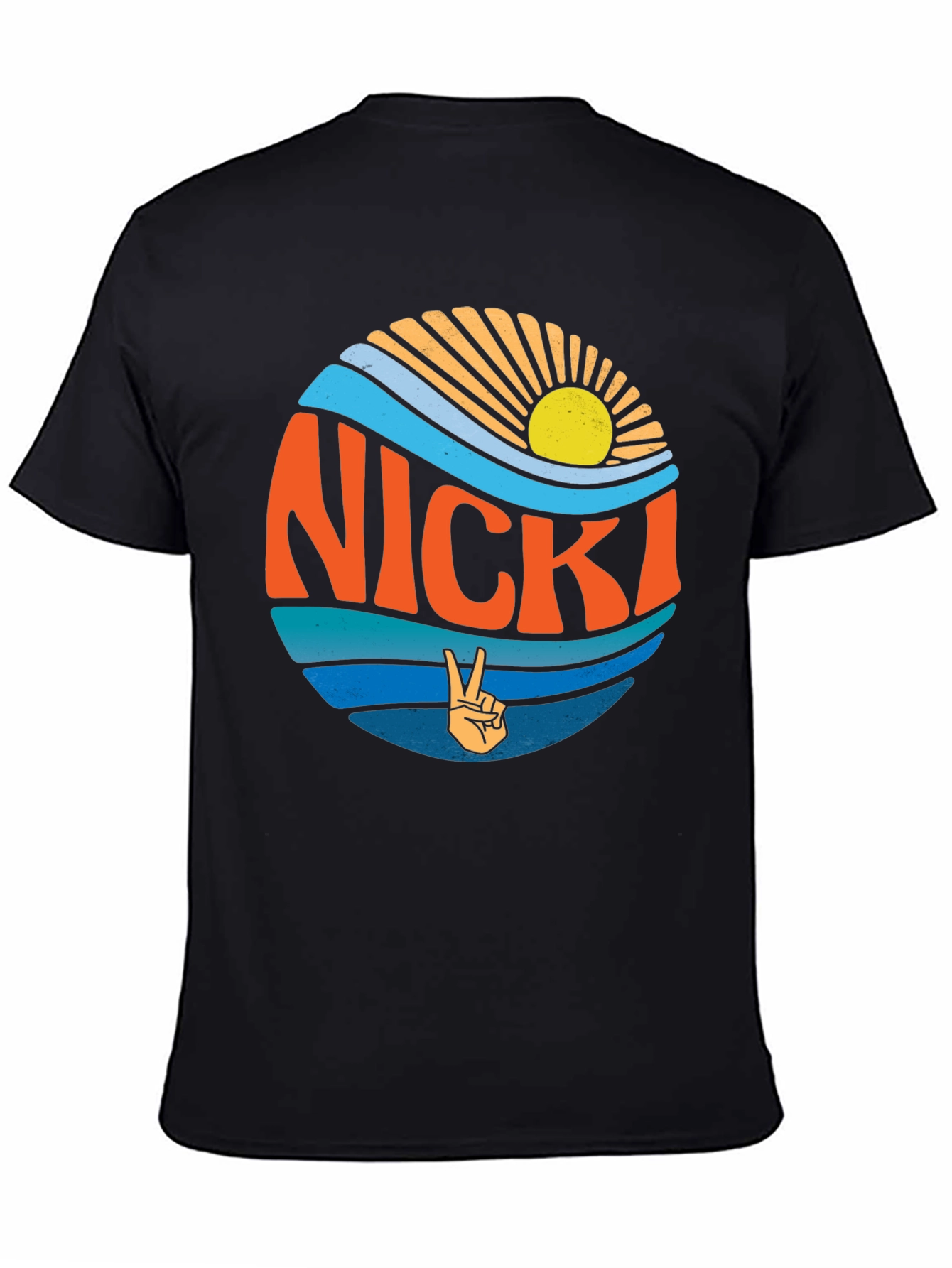 Nicki Retro Sun & Waves Graphic T-Shirt