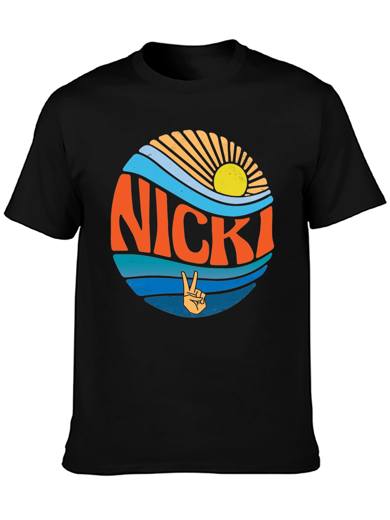 Nicki Retro Sun & Waves Graphic T-Shirt