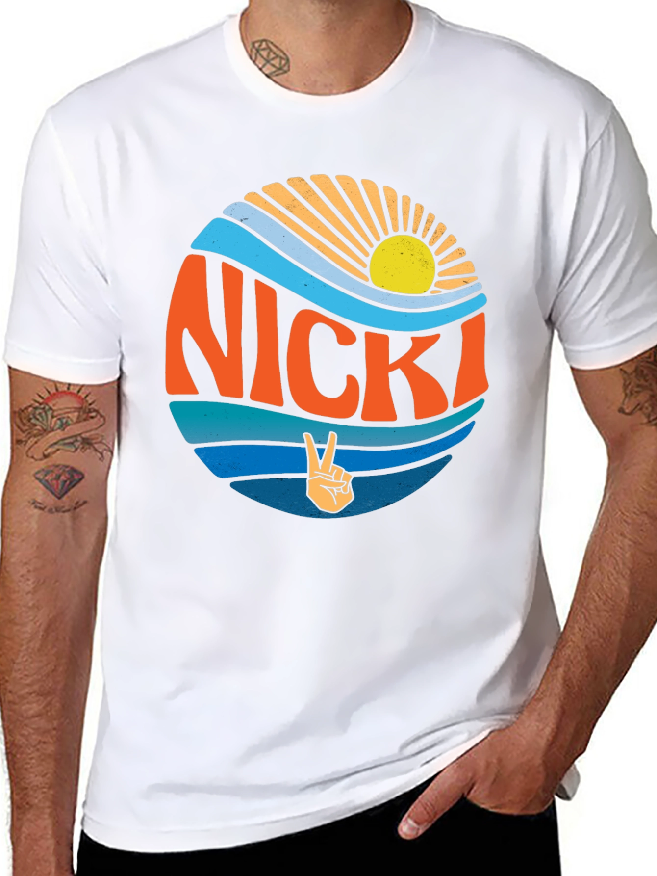 Nicki Retro Sun & Waves Graphic T-Shirt