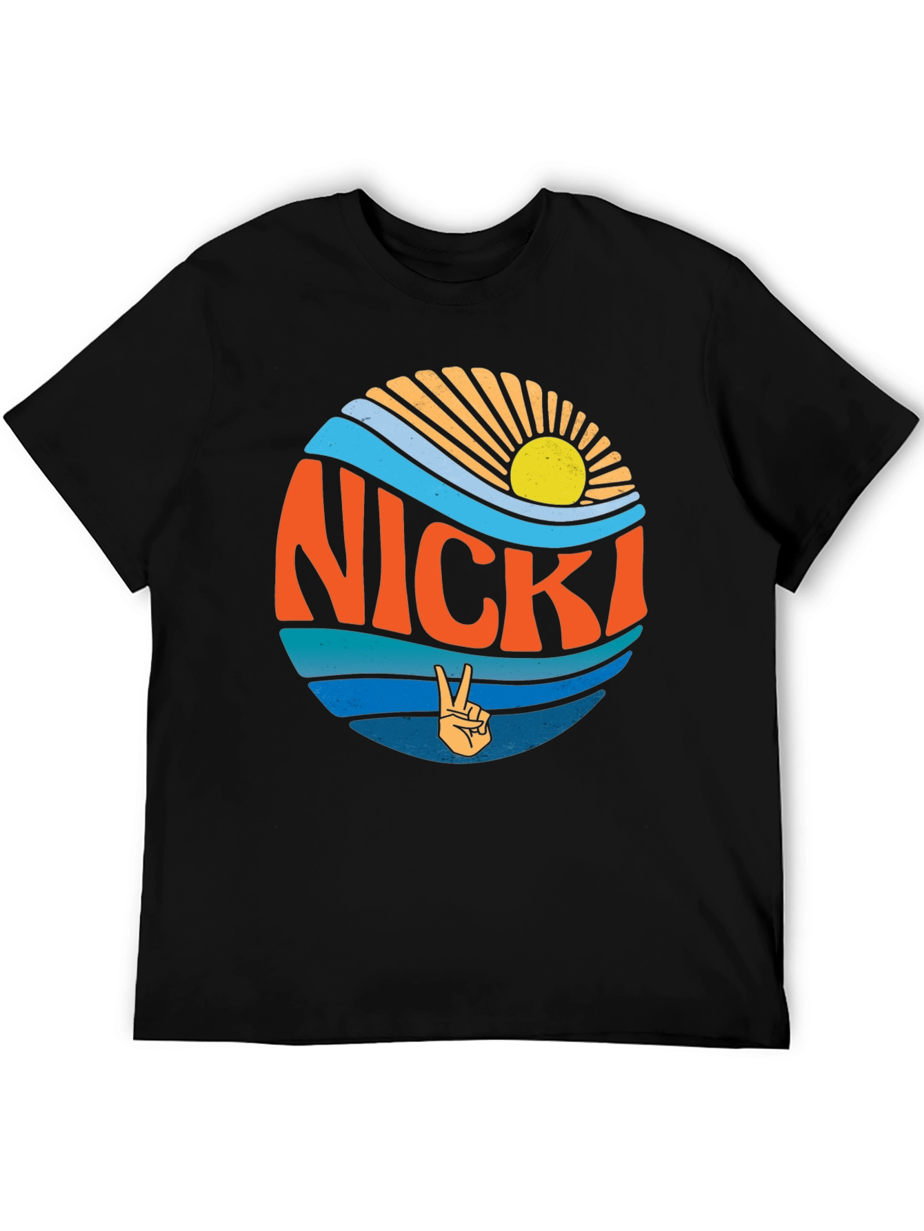 Nicki Retro Sun & Waves Graphic T-Shirt