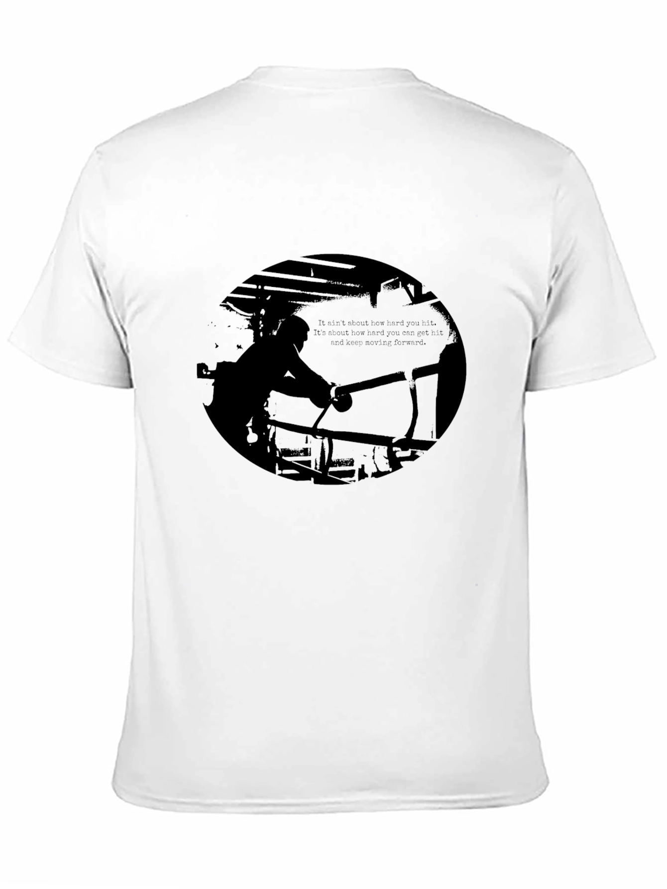 Black Graphic Print Tee - Boxing Silhouette Design