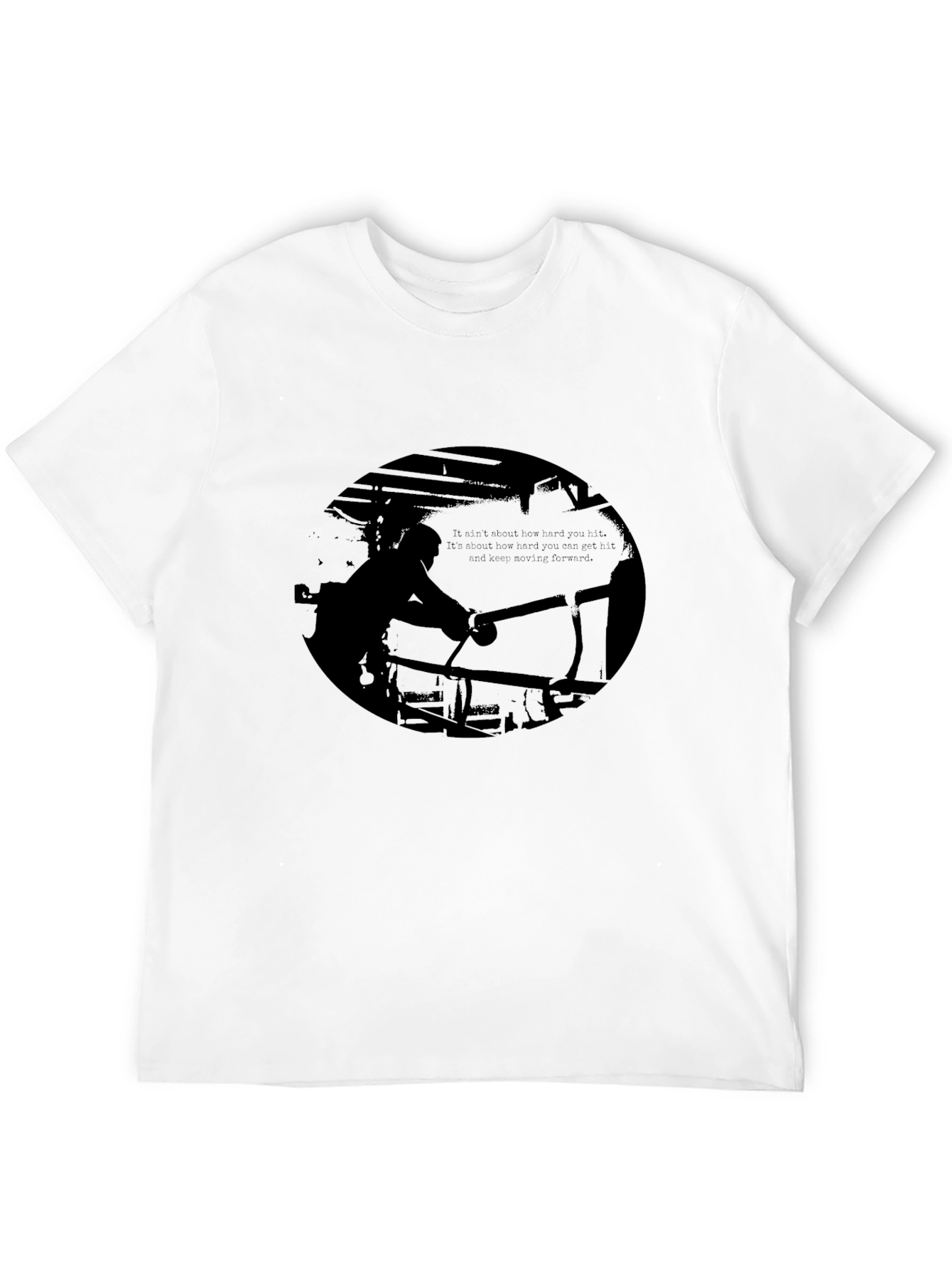 Black Graphic Print Tee - Boxing Silhouette Design