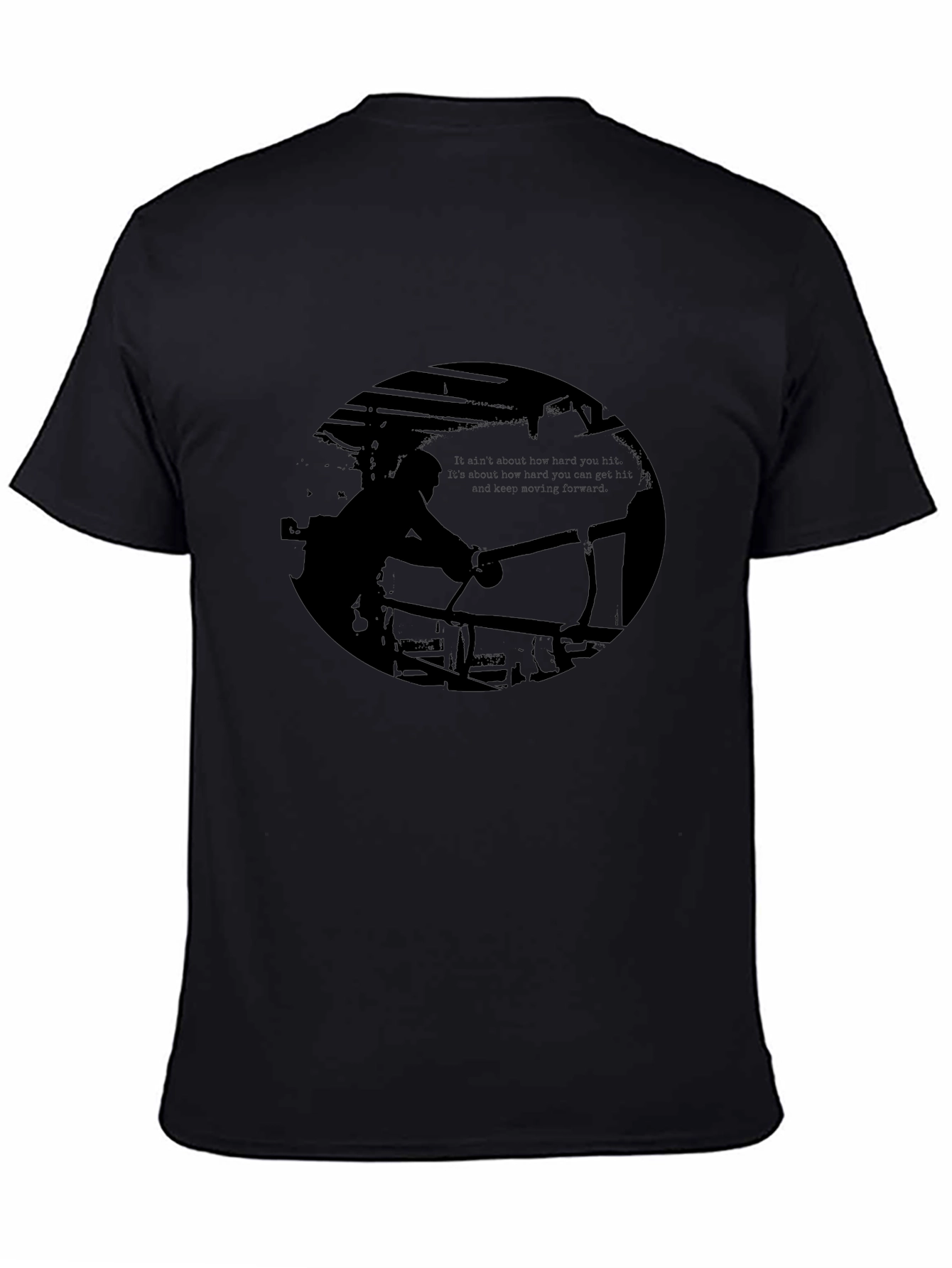 Black Graphic Print Tee - Boxing Silhouette Design