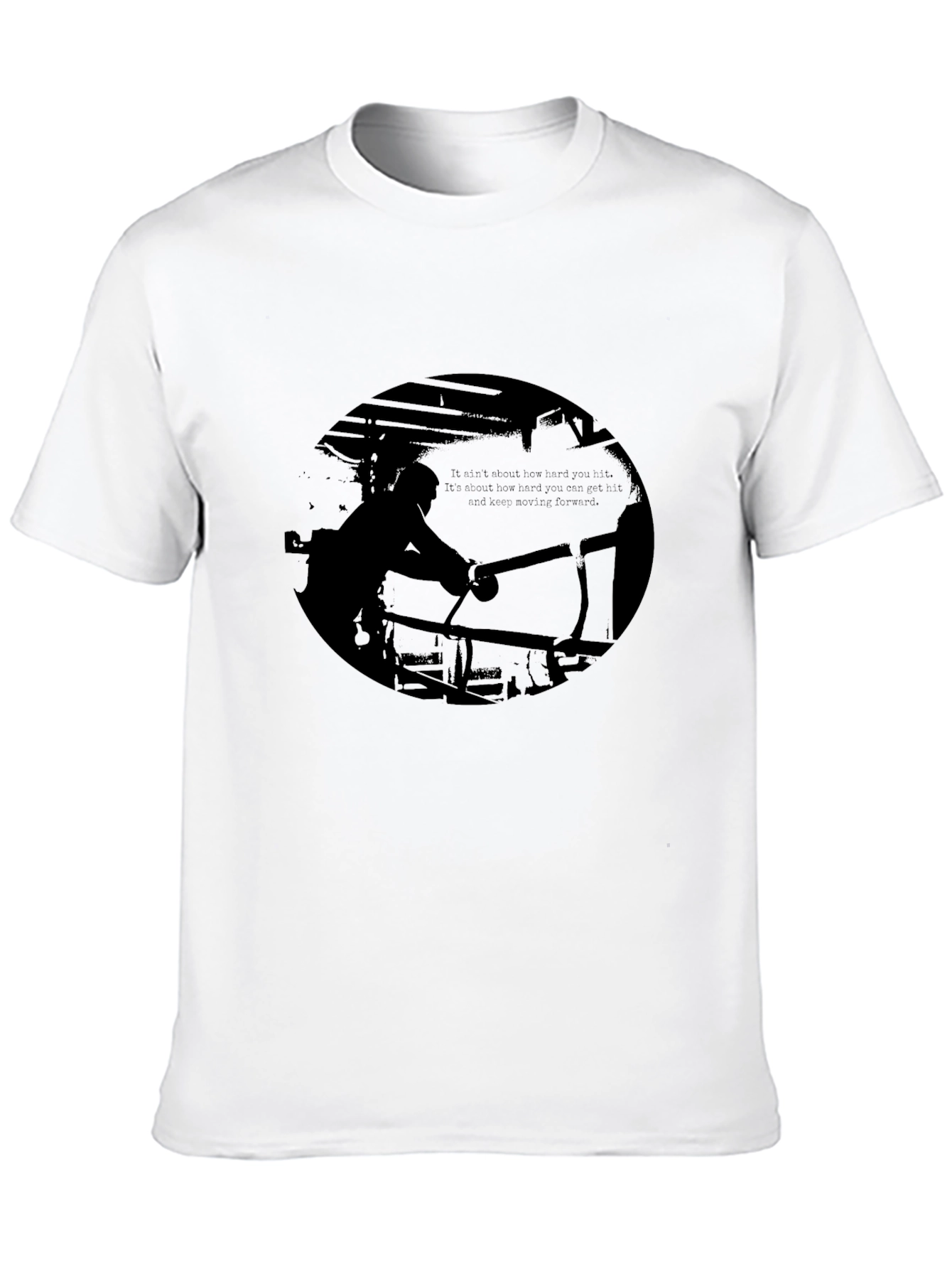 Black Graphic Print Tee - Boxing Silhouette Design