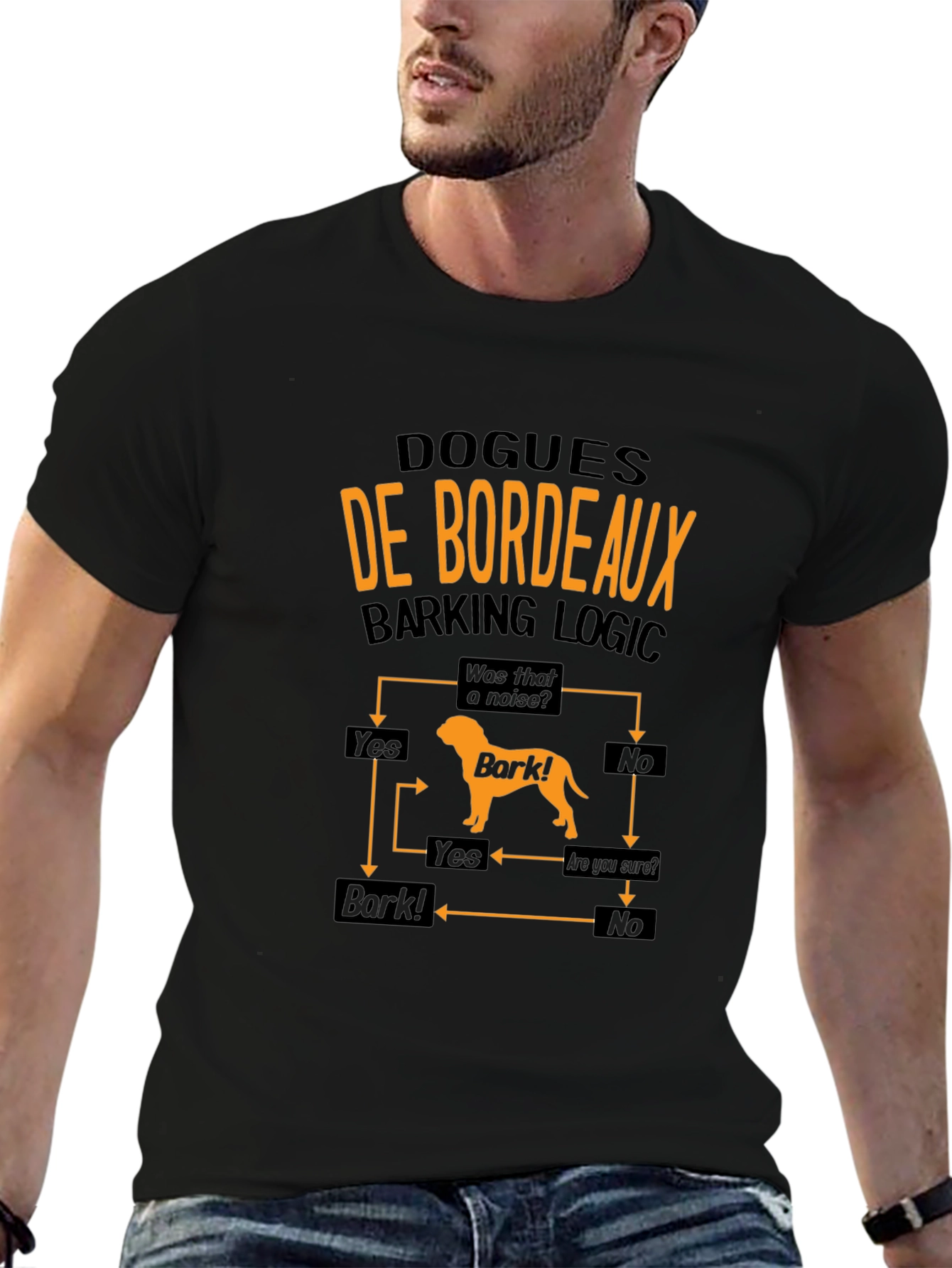 Dogue de Bordeaux Barking Logic Black T-Shirt