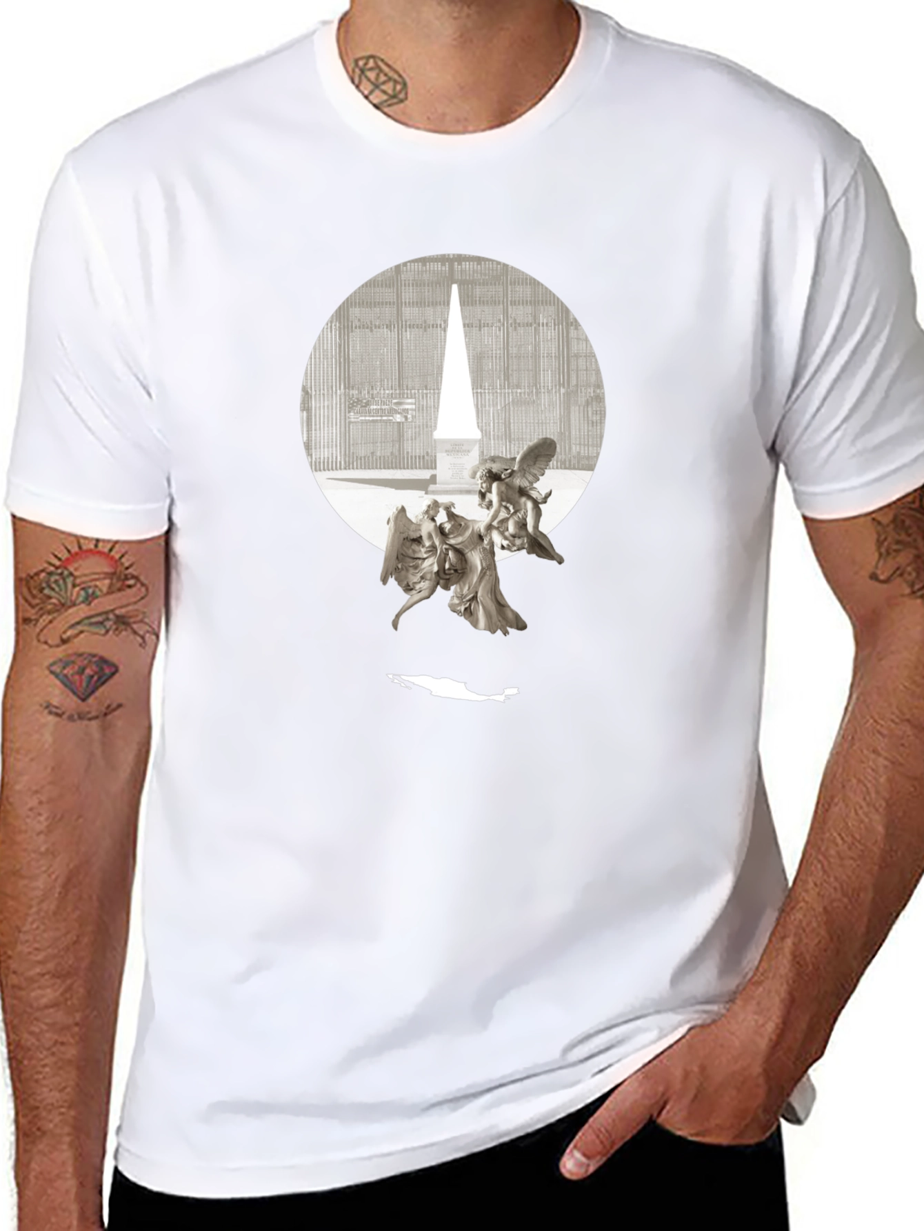 Angels & Obelisk Graphic Tee - Black