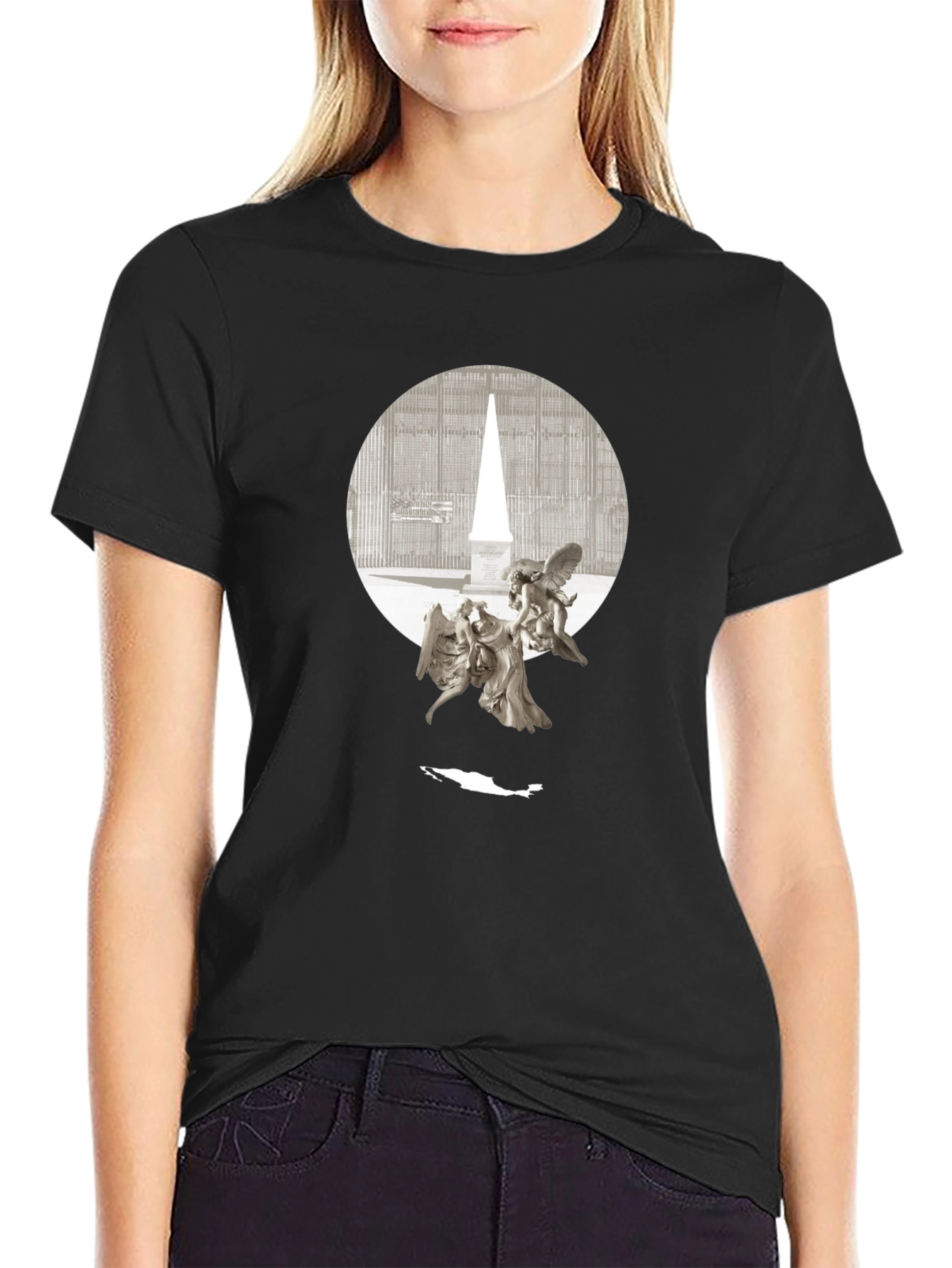 Angels & Obelisk Graphic Tee - Black