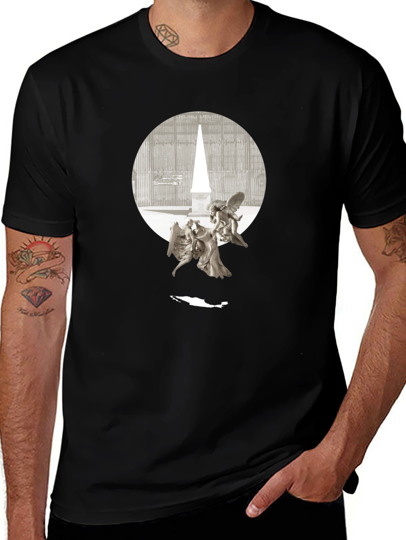 Angels & Obelisk Graphic Tee - Black