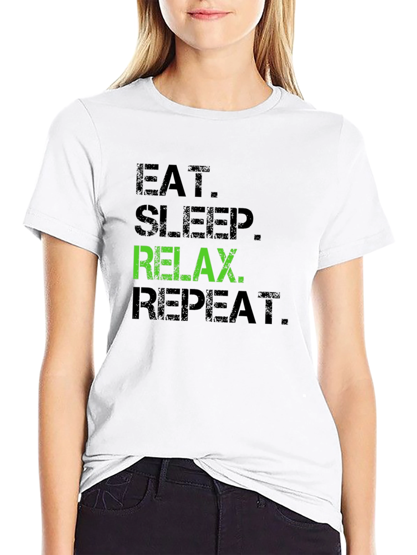 Eat Sleep Relax Repeat Black Graphic Tee