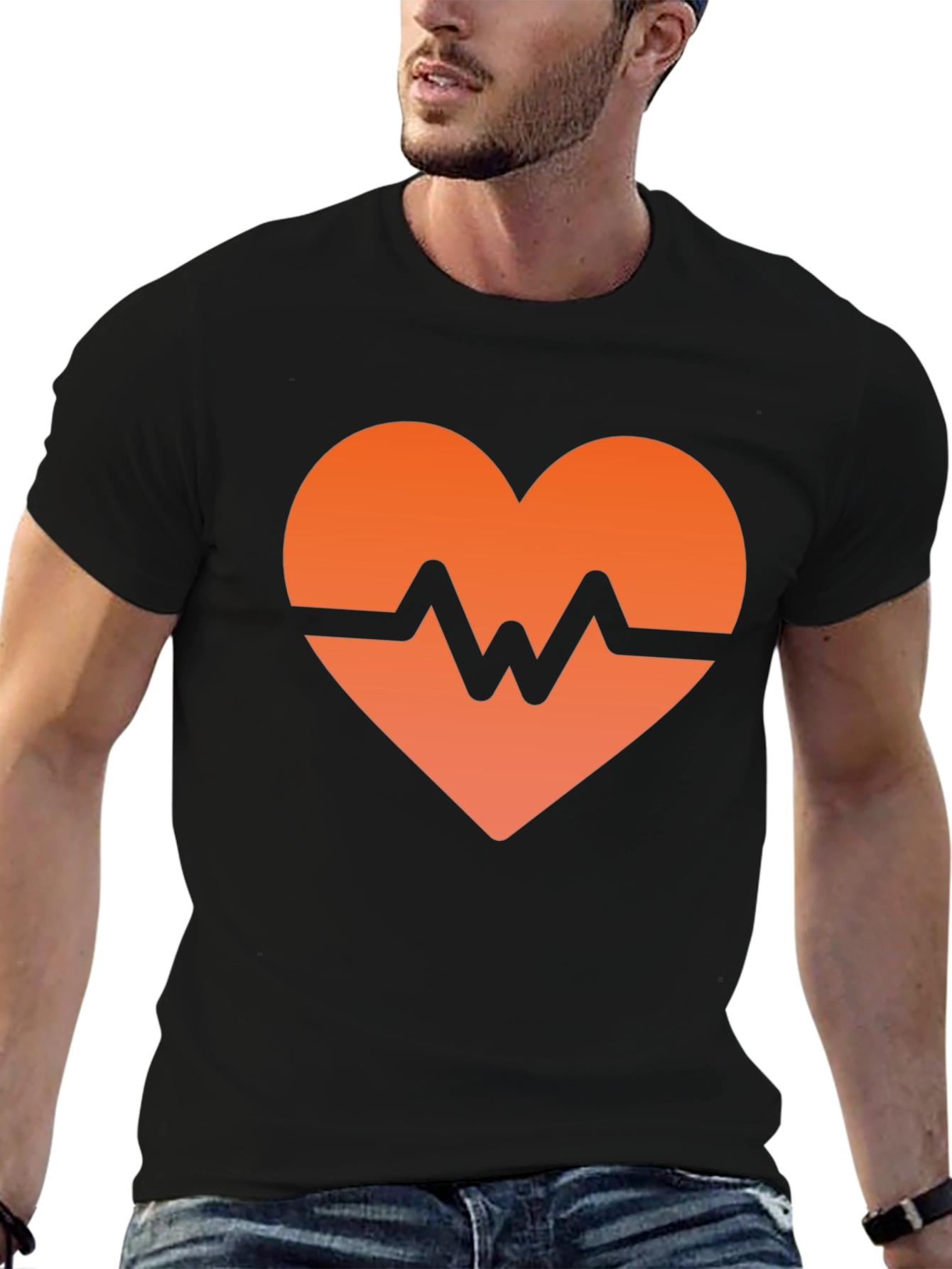 Heartbeat Graphic Black T-Shirt - Modern Style