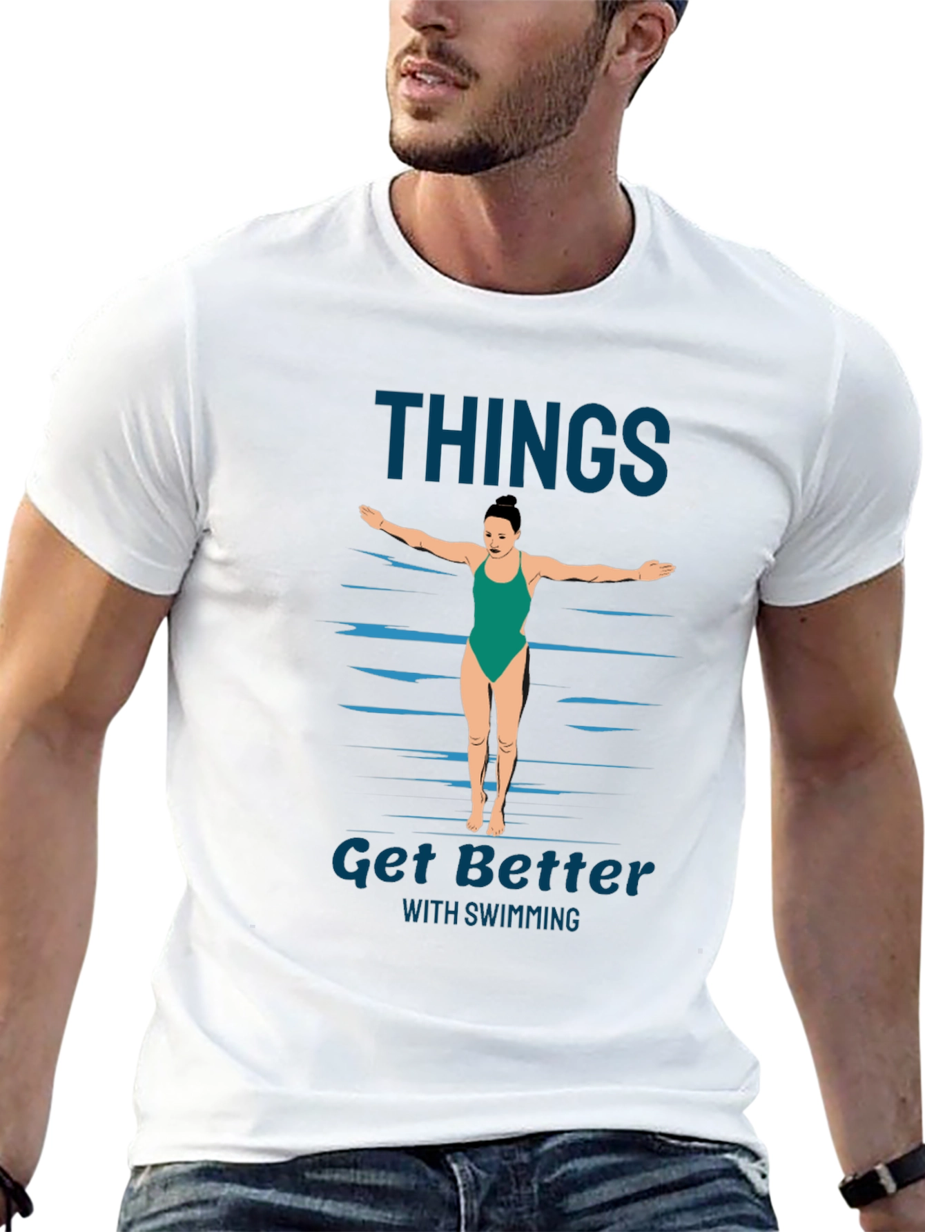 Swimming T-Shirt: Things Get Better With Swimming