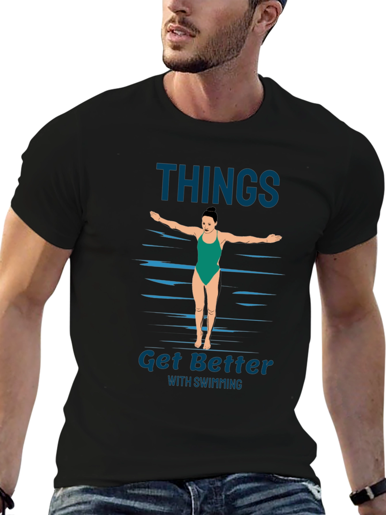 Swimming T-Shirt: Things Get Better With Swimming