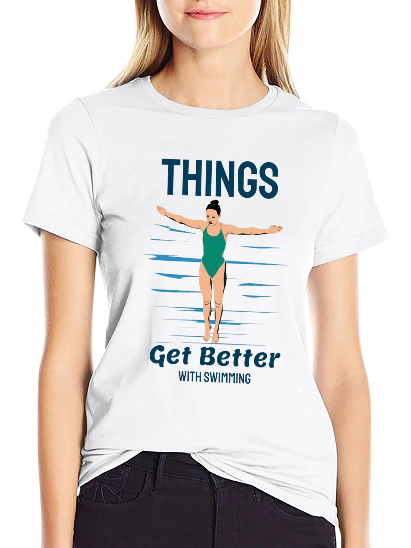 Swimming T-Shirt: Things Get Better With Swimming