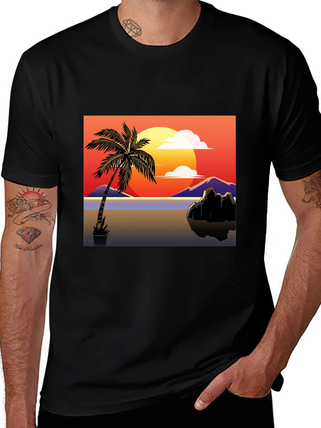 Sunset Palm Tree Graphic Tee