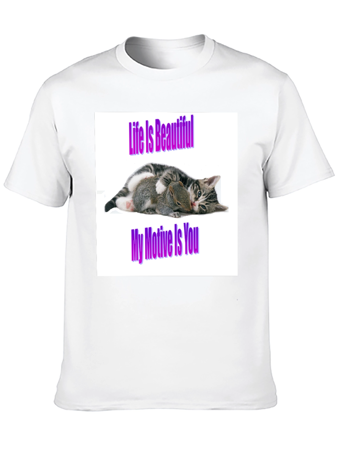Life is Beautiful Cat & Squirrel Graphic Tee
