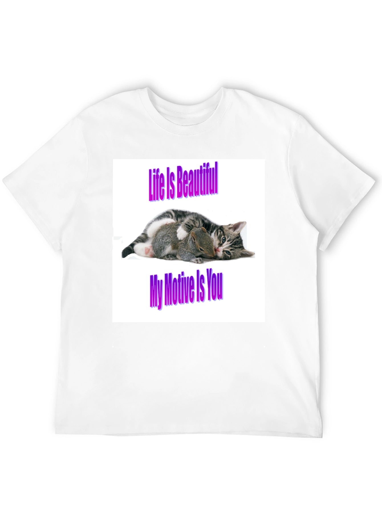 Life is Beautiful Cat & Squirrel Graphic Tee