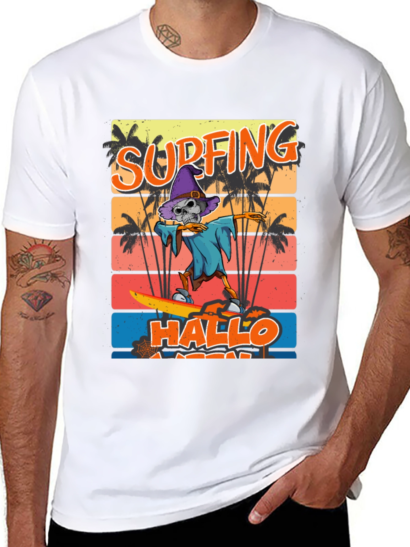 Surfing Hallo-ween Skeleton T-Shirt