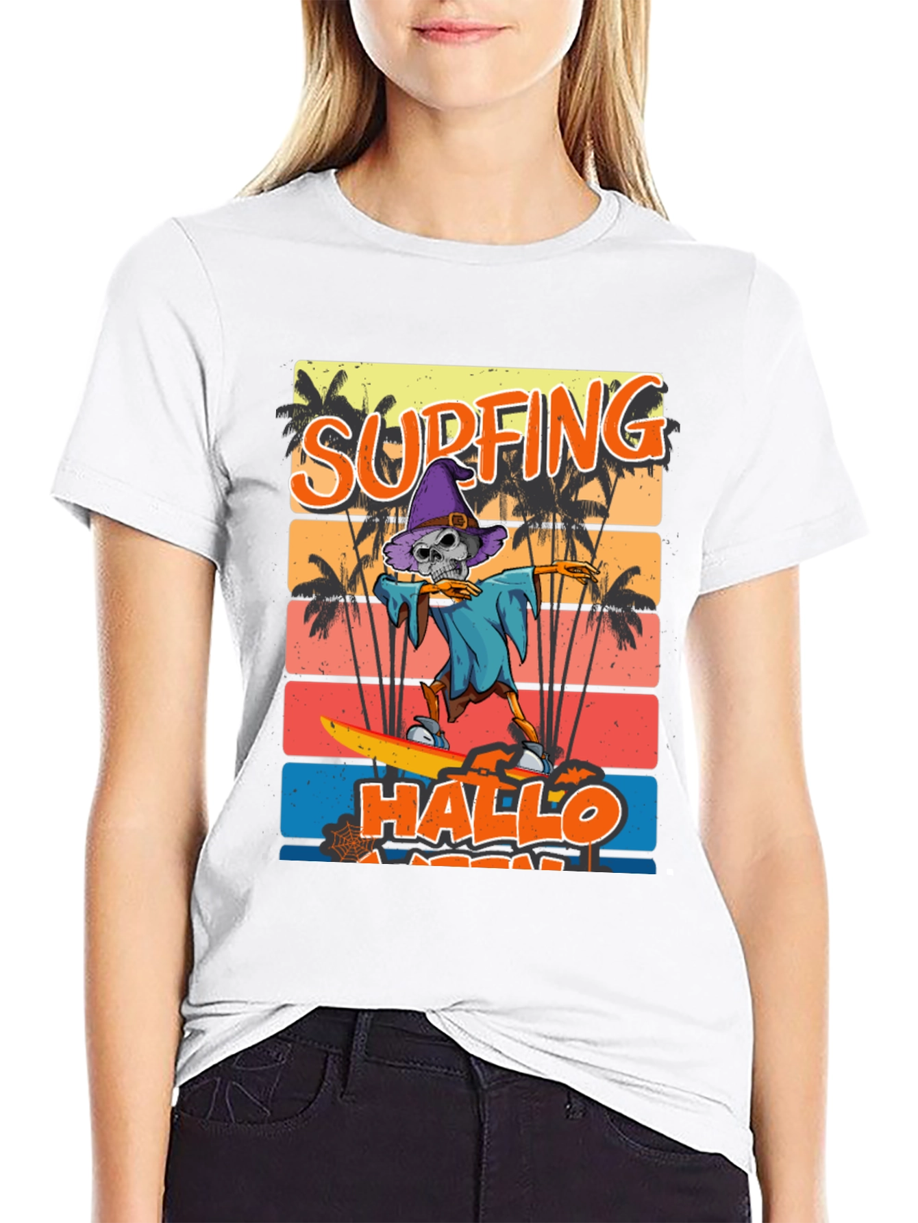 Surfing Hallo-ween Skeleton T-Shirt