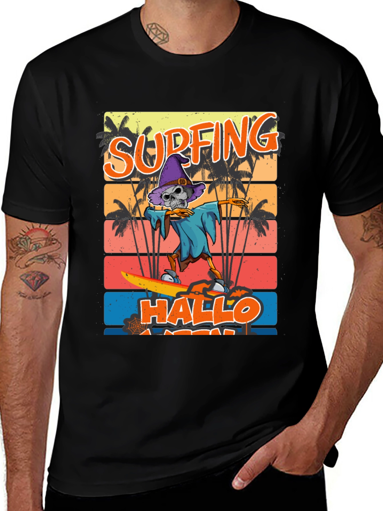 Surfing Hallo-ween Skeleton T-Shirt