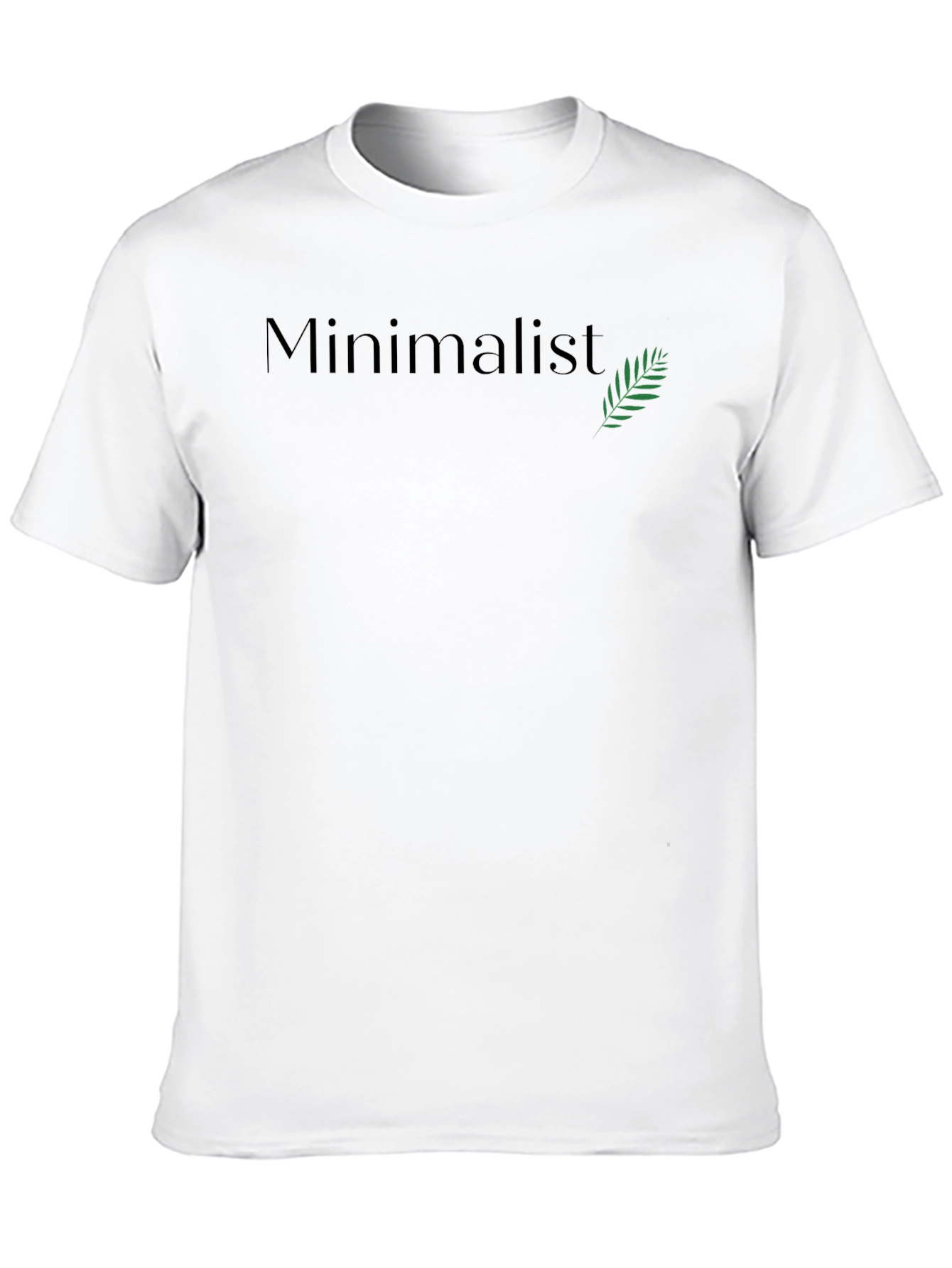 Minimalist Black T-Shirt with Green Leaf Design