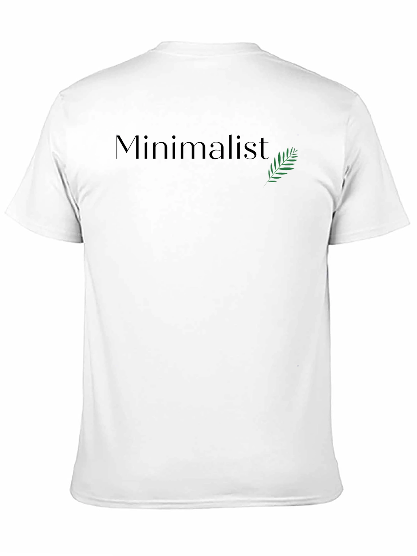 Minimalist Black T-Shirt with Green Leaf Design