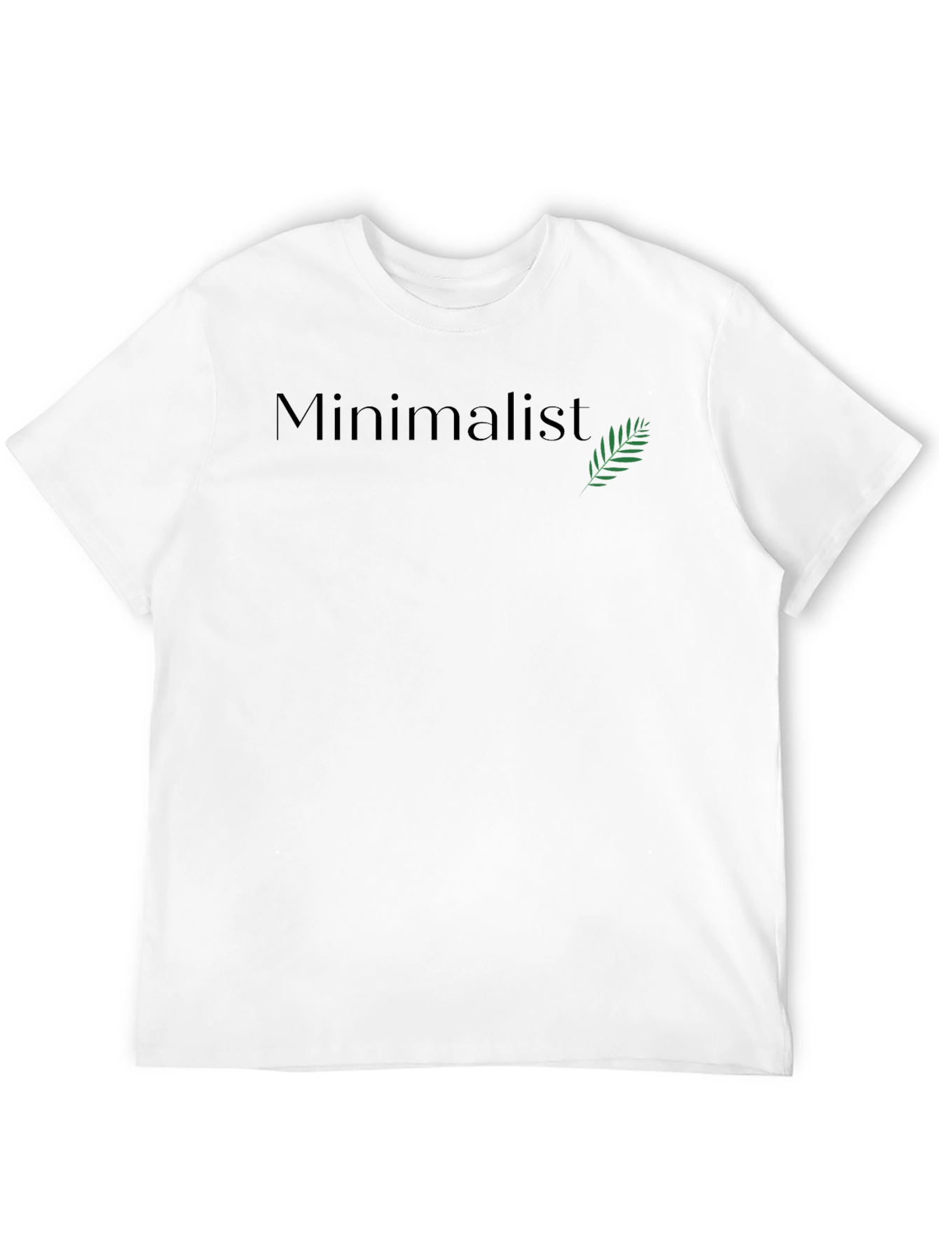 Minimalist Black T-Shirt with Green Leaf Design