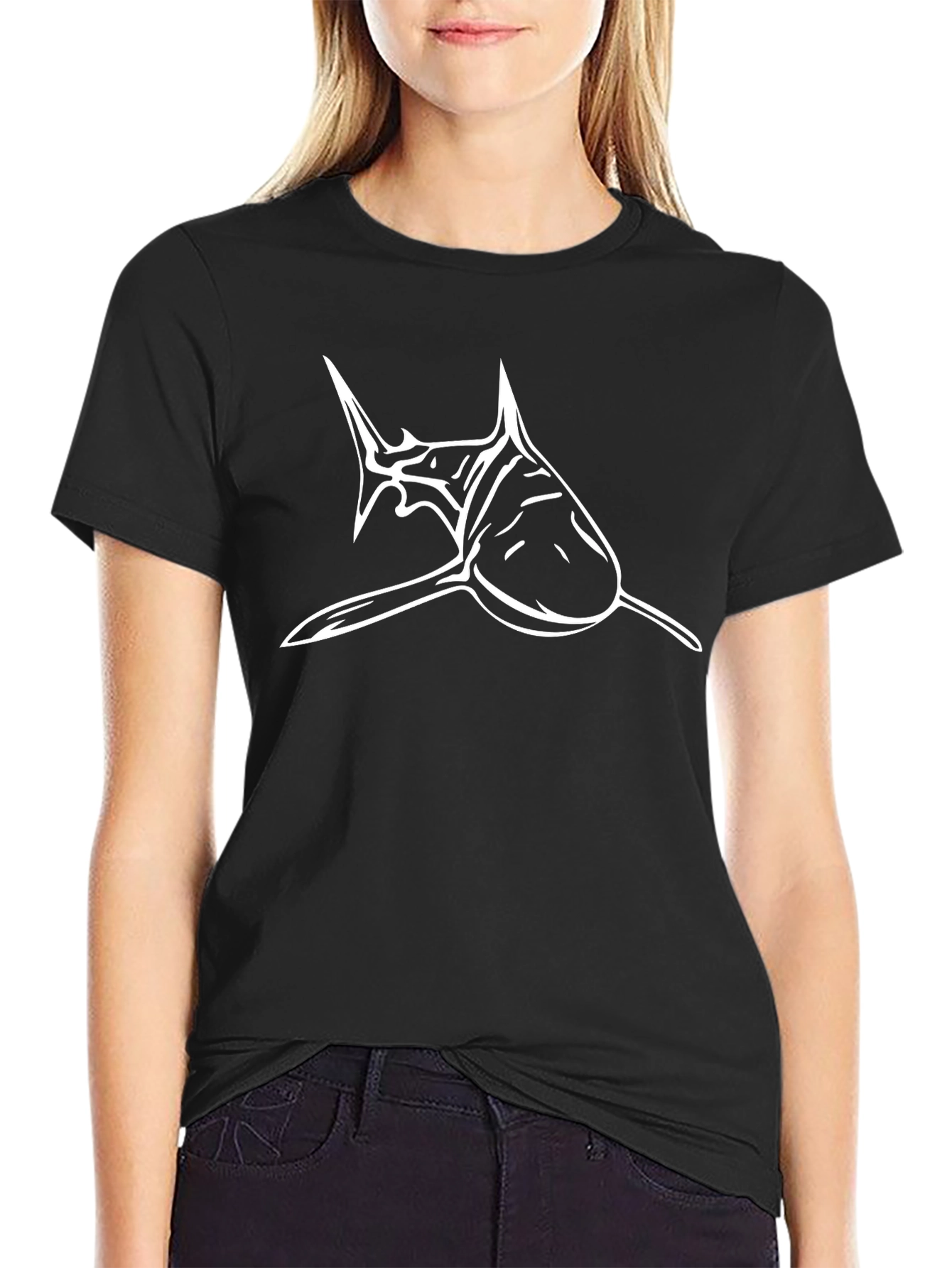 Shark Graphic Print Mens Black T-Shirt