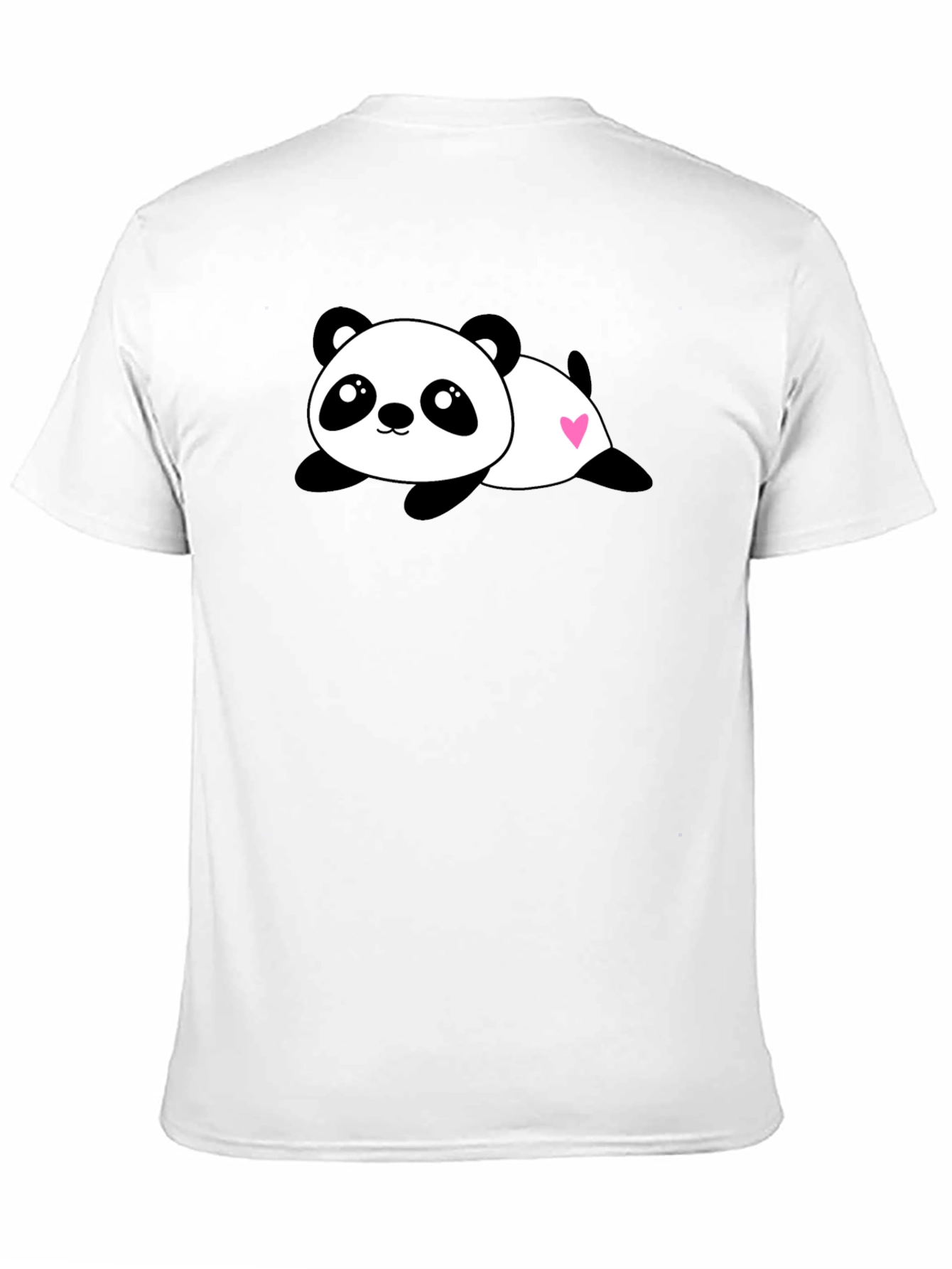 Cute Panda Heart Graphic Black T-Shirt
