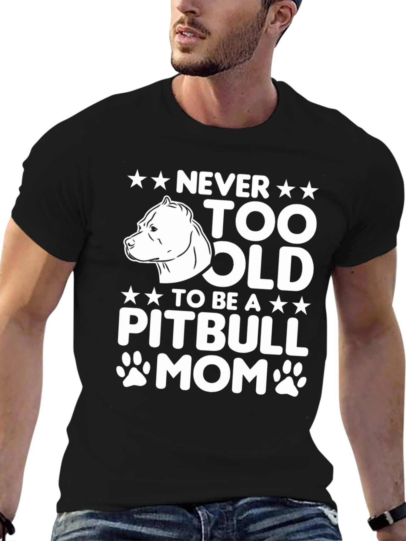 Never Too Old Pitbull Mom Graphic T-Shirt