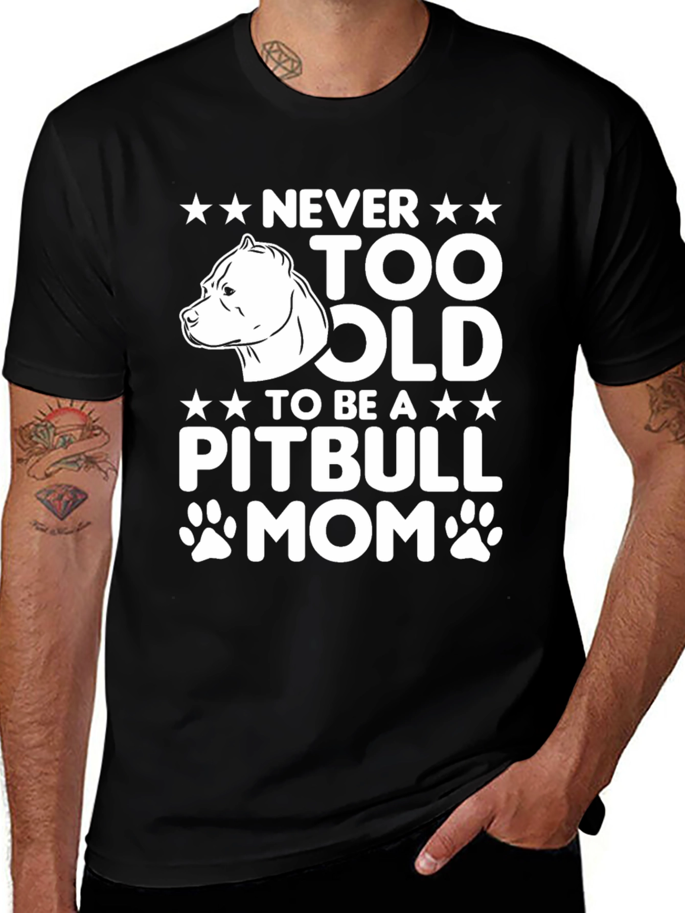 Never Too Old Pitbull Mom Graphic T-Shirt