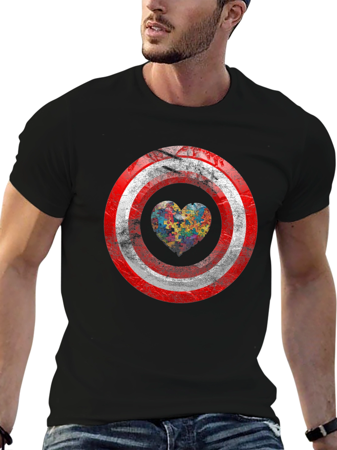 Autism Awareness Captain America Shield T-Shirt