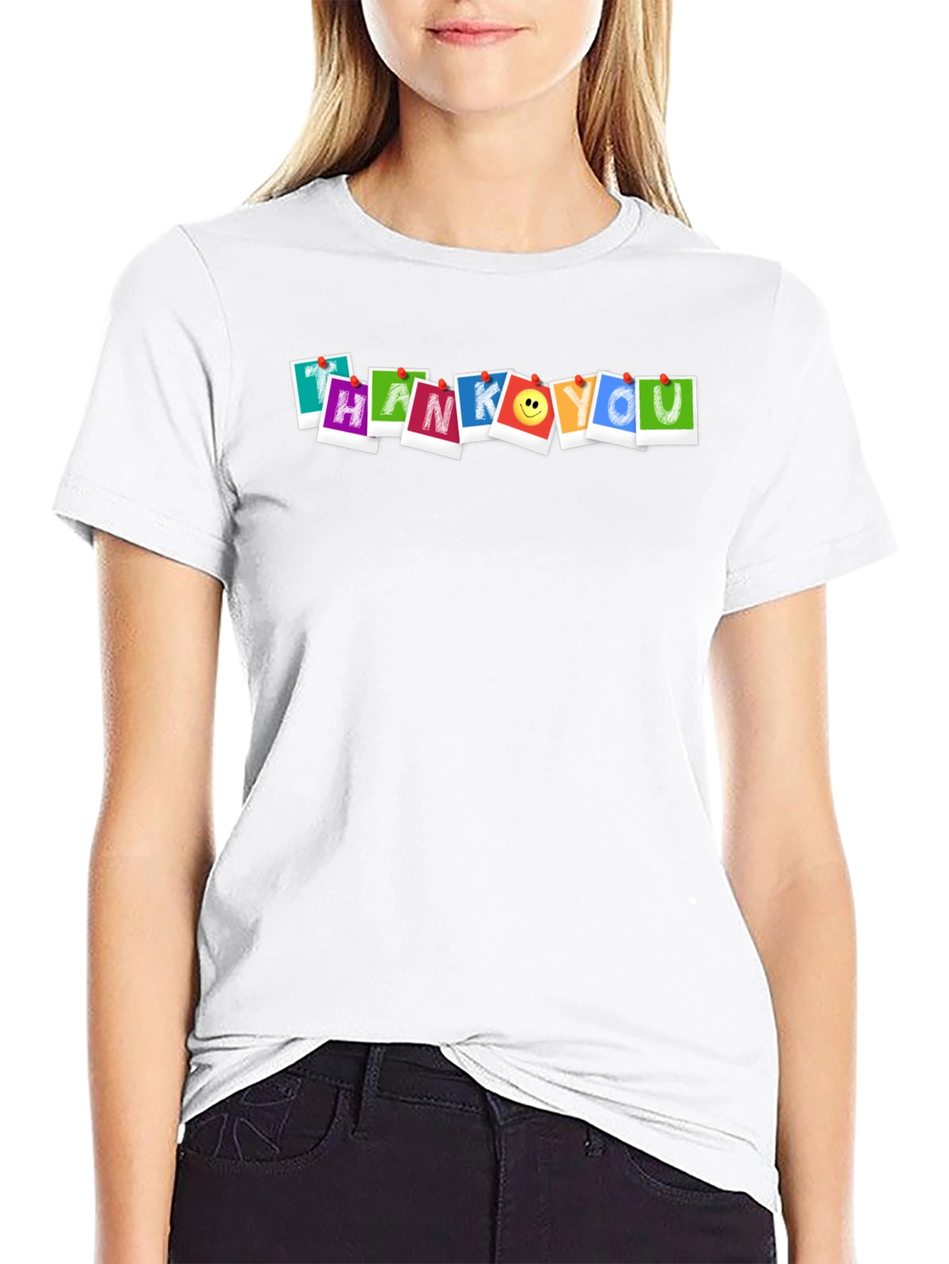 Thank You Graphic Print Black T-Shirt