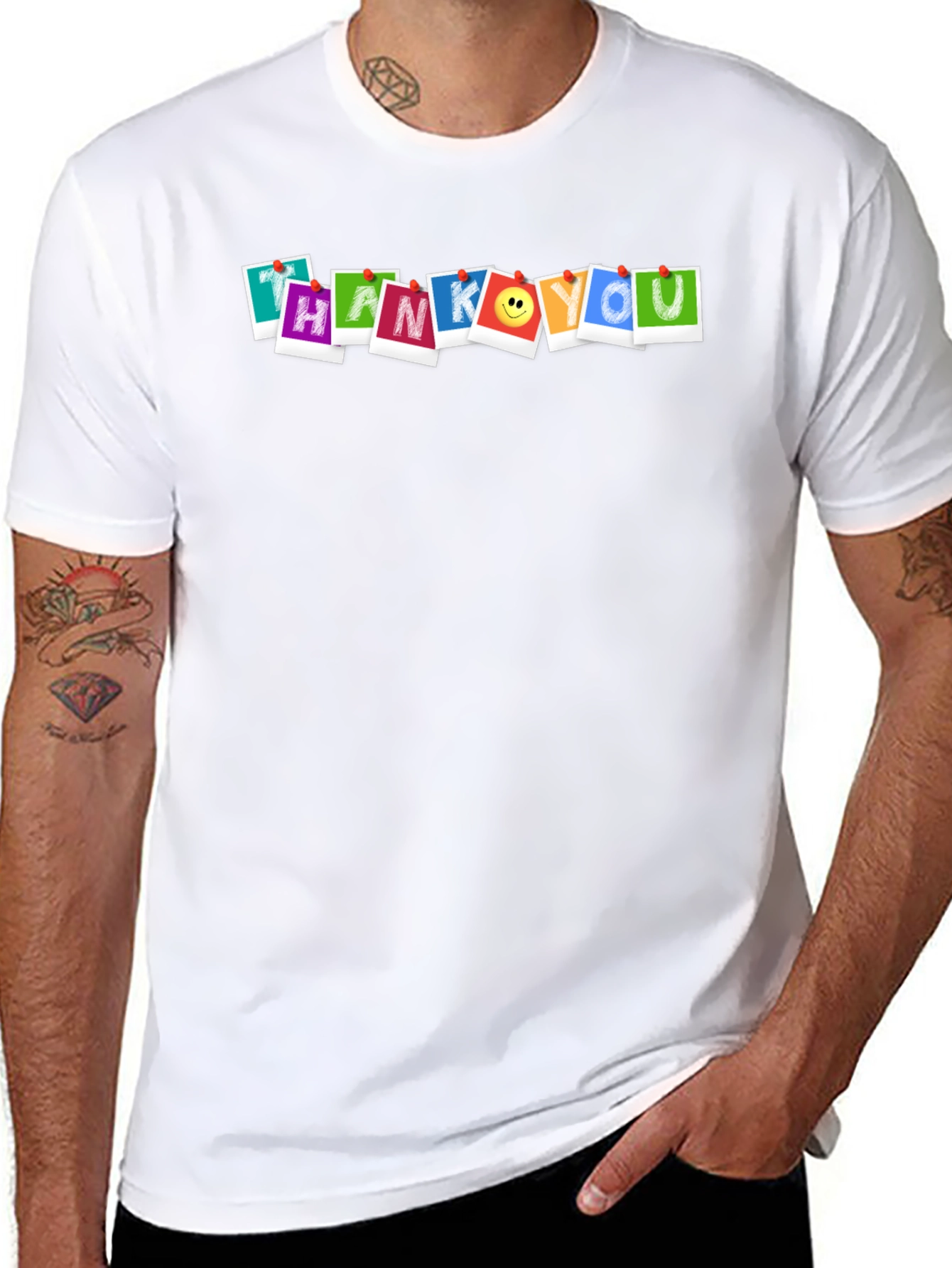 Thank You Graphic Print Black T-Shirt