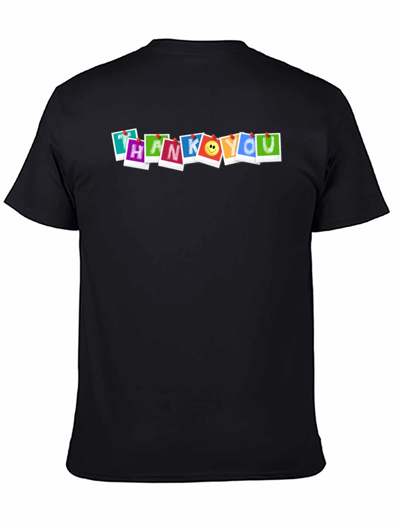 Thank You Graphic Print Black T-Shirt