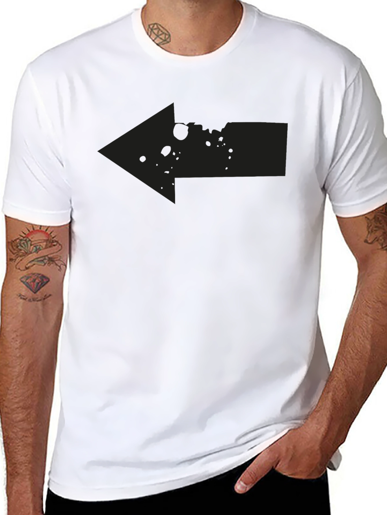 Left Arrow Graphic Print T-Shirt - Black