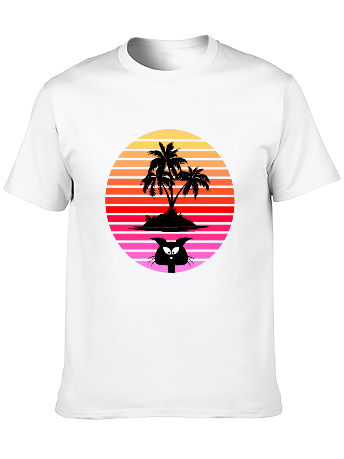 Retro Palm Tree Cat T-Shirt