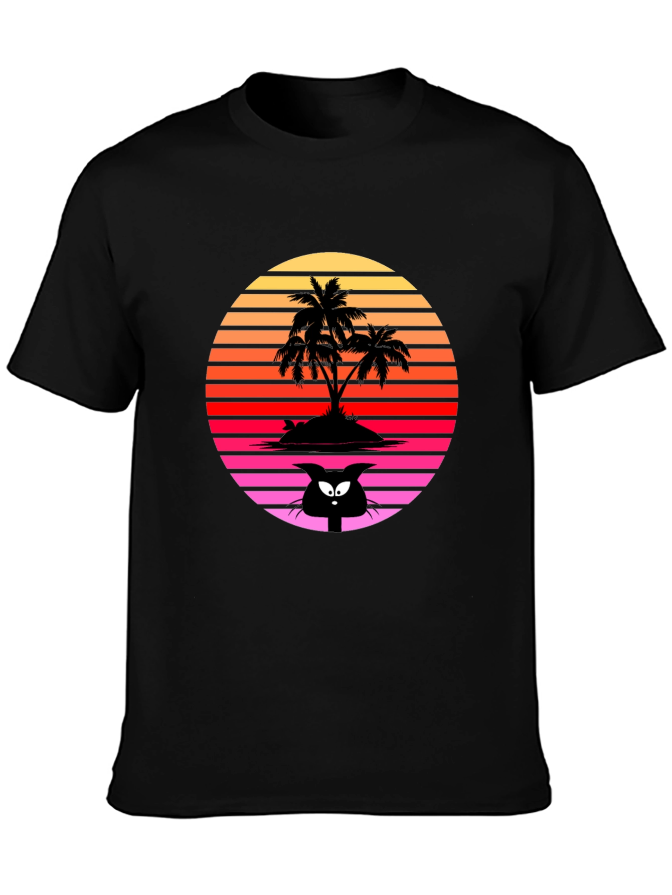 Retro Palm Tree Cat T-Shirt
