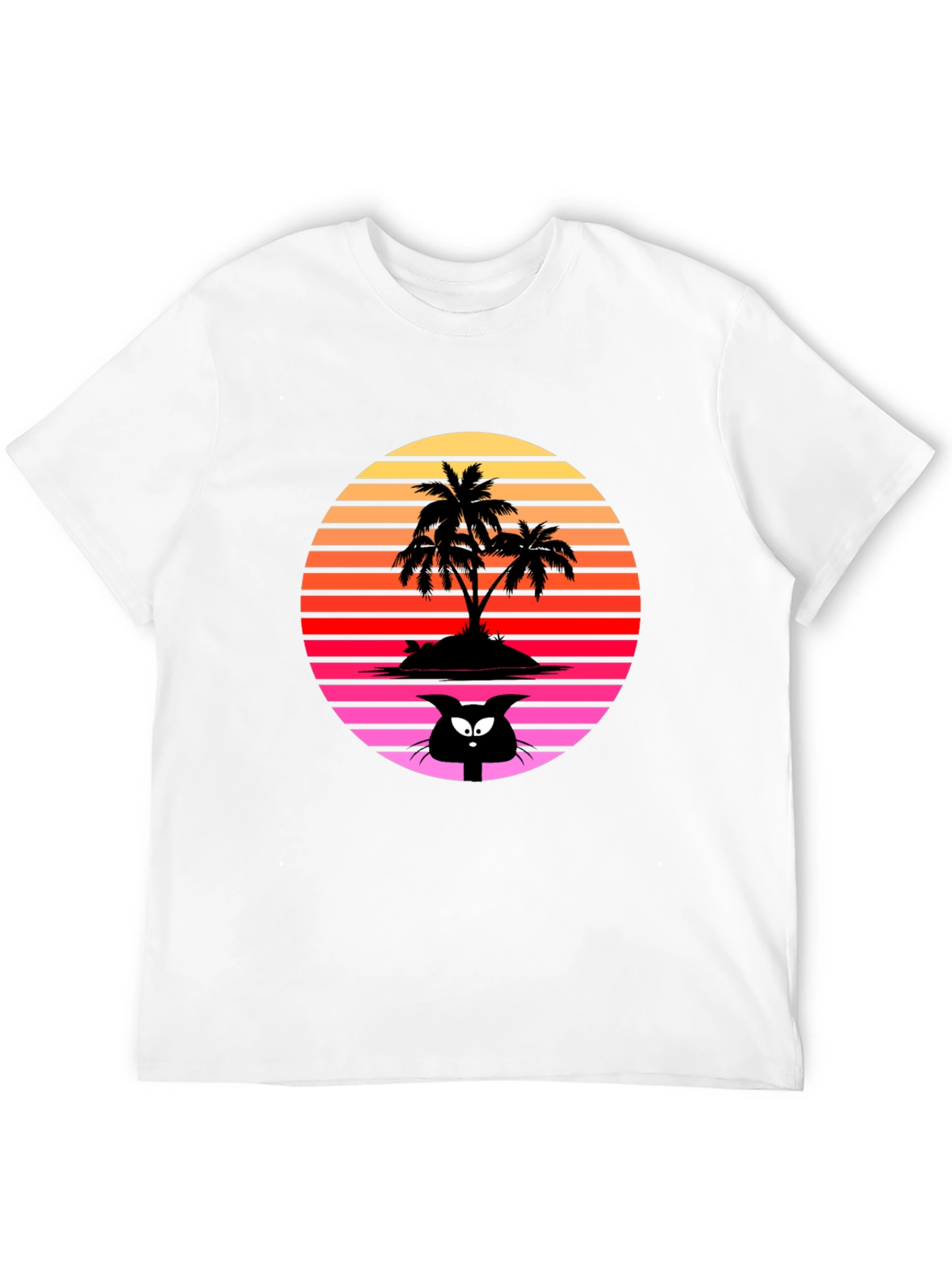 Retro Palm Tree Cat T-Shirt