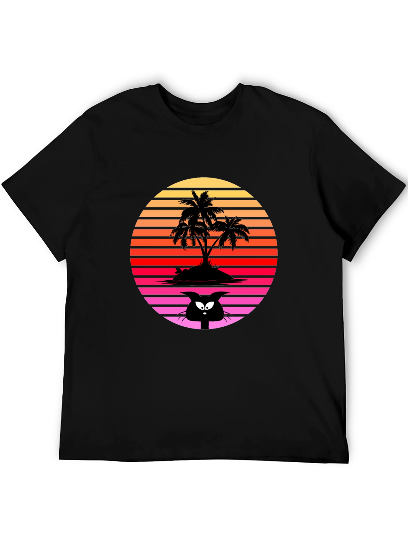 Retro Palm Tree Cat T-Shirt